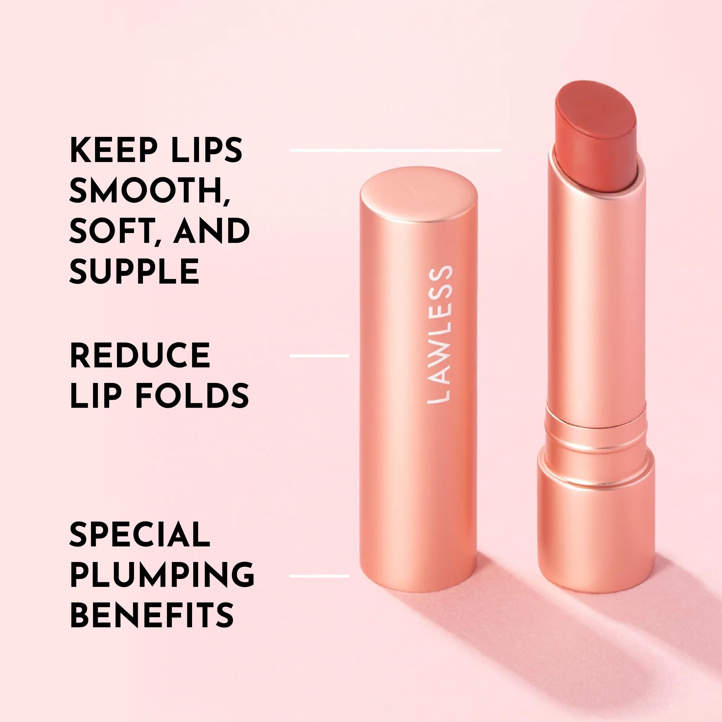 Lawless Forget The Filler Lip Plumping Line Smoothing Tinted Balm, Georgie, Pink, 0.09 Ounce