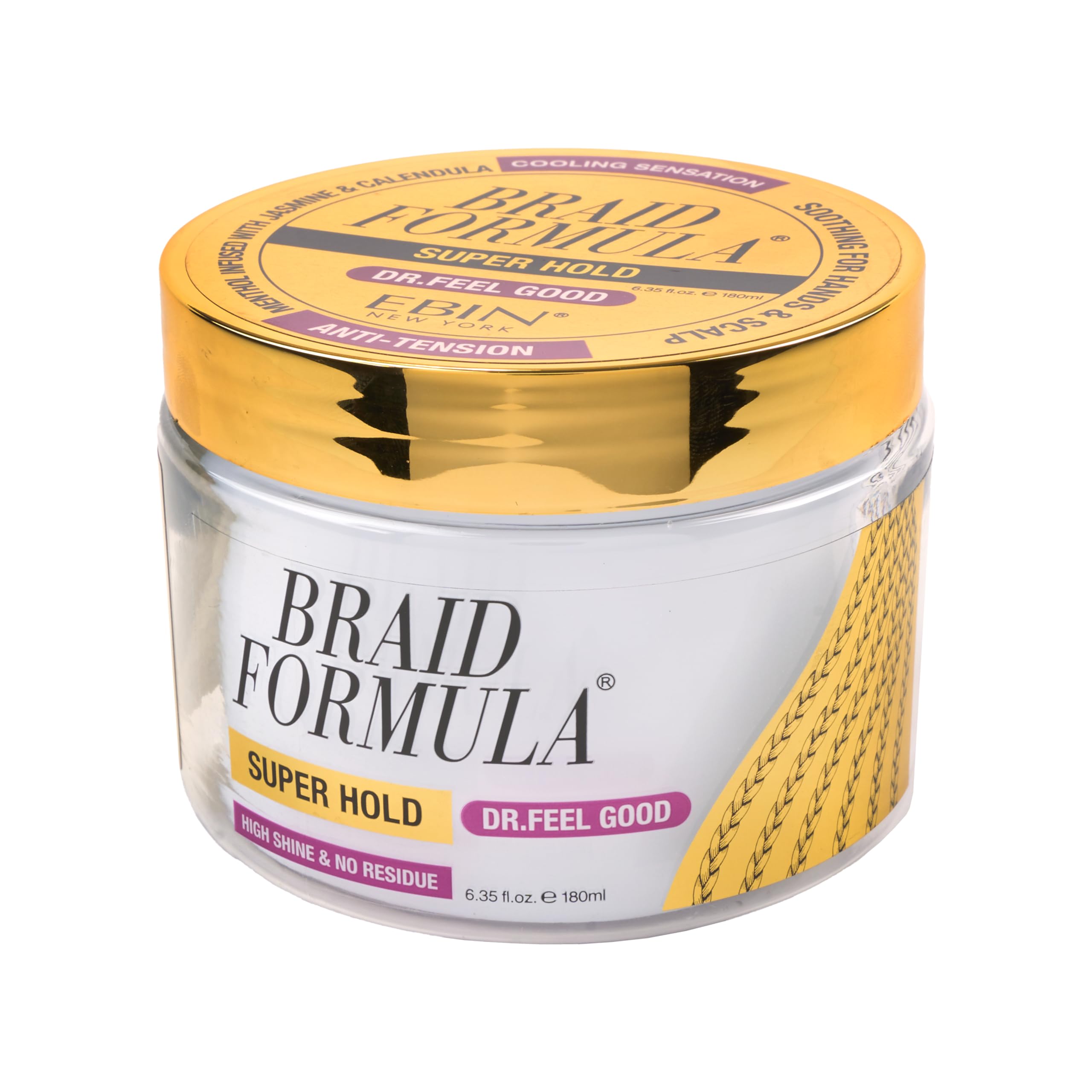 Braid Formula Dr. Feel Good Super Hold, 6.35fl. oz. | Menthol Infused to give Cooling Sensation, Smoothing with High Shine, Long