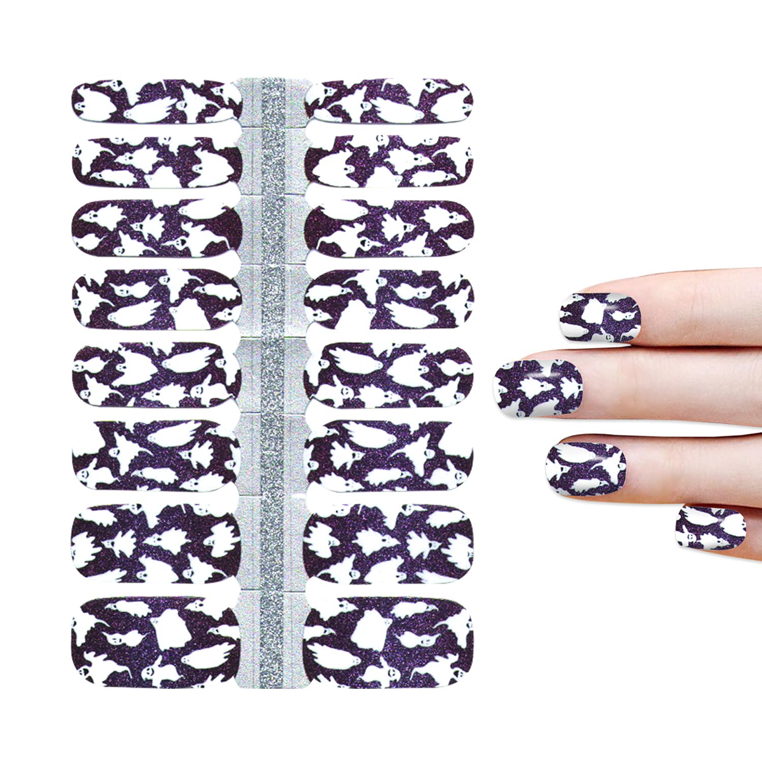 Wokoto 5 Sheets Halloween Full Nail Strips Full Nail Wraps For Women Halloween Nail Stickers Gel Nail Strips With Nail File Kit