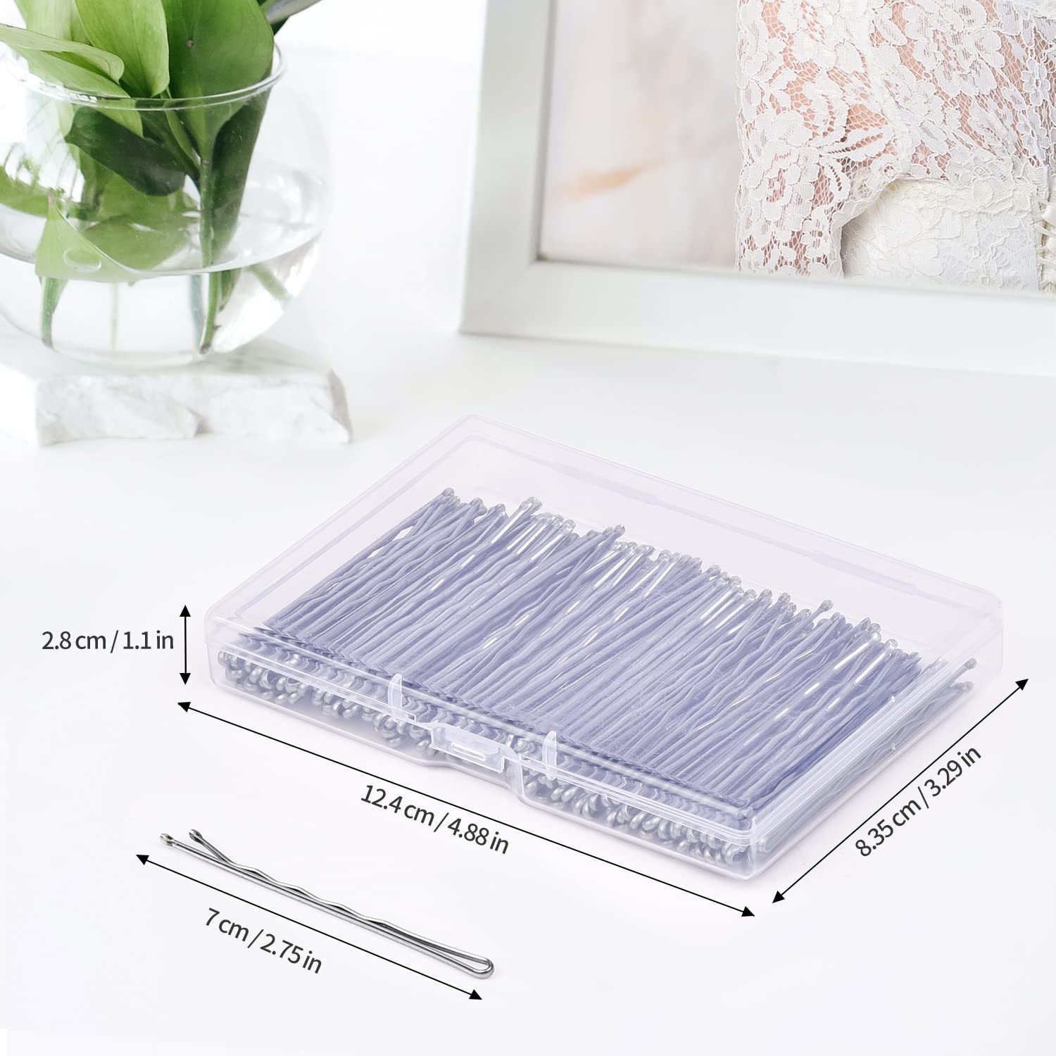 MORGLES Silver Bobby Pins - 120 Pcs 2.75" Large Jumbo Hair Pins for Thick Gray Hair - Secure Hold with Box