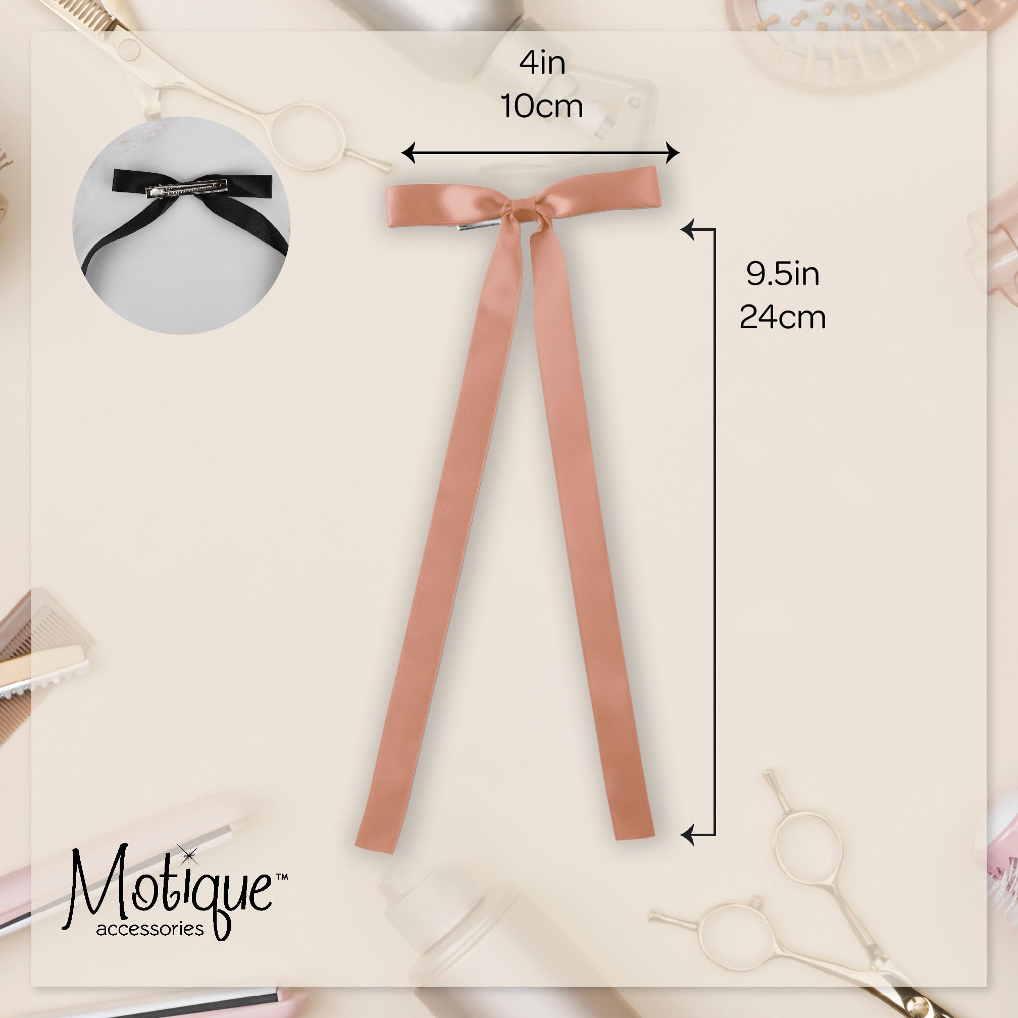 2PCS Silky Satin Hair Bows Hair Clip Ribbon Accessories Ponytail Holder Hair Bow for Women Girls Teens (Copper)