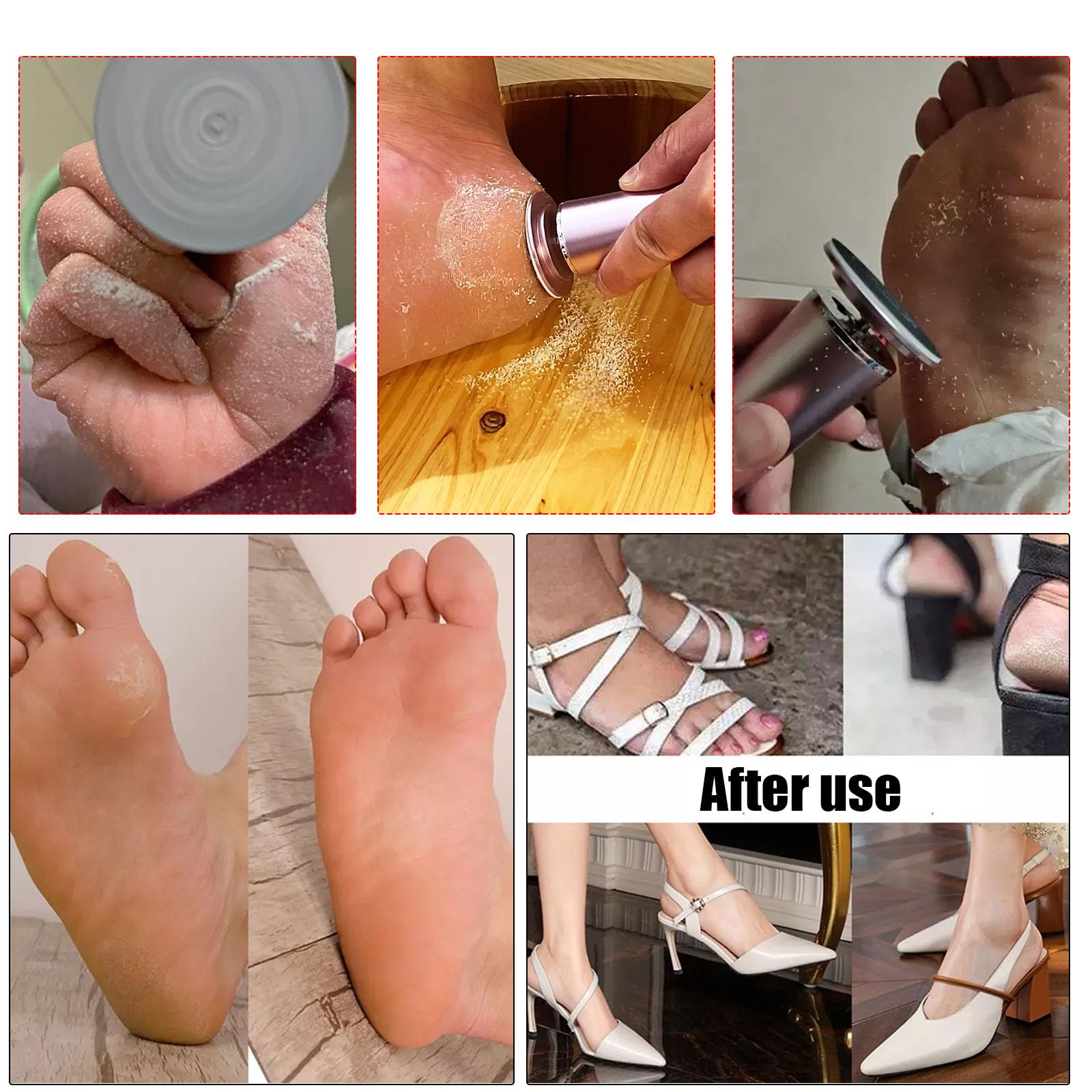 Electric Foot File Callus Remover Professional Foot File Pedicure Tools Adjustable Speed 60Pcs Replacement Sandpaper Disc Easy T