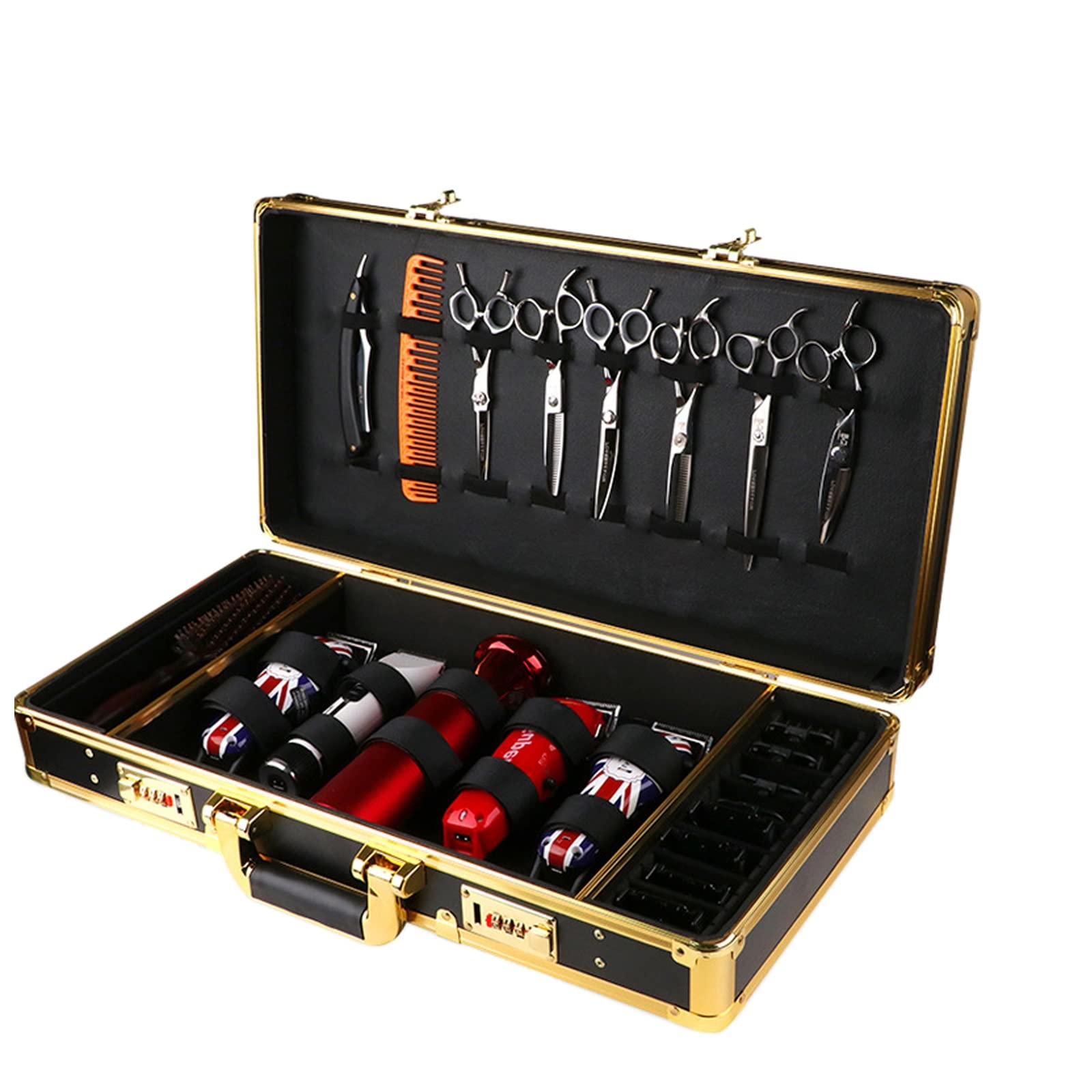 CNCEST Beauty Salon Barber Case,Hair Stylist Tool Kits Organizer,Professional Barber Travel Carry Case for Hair Scissors Tools H