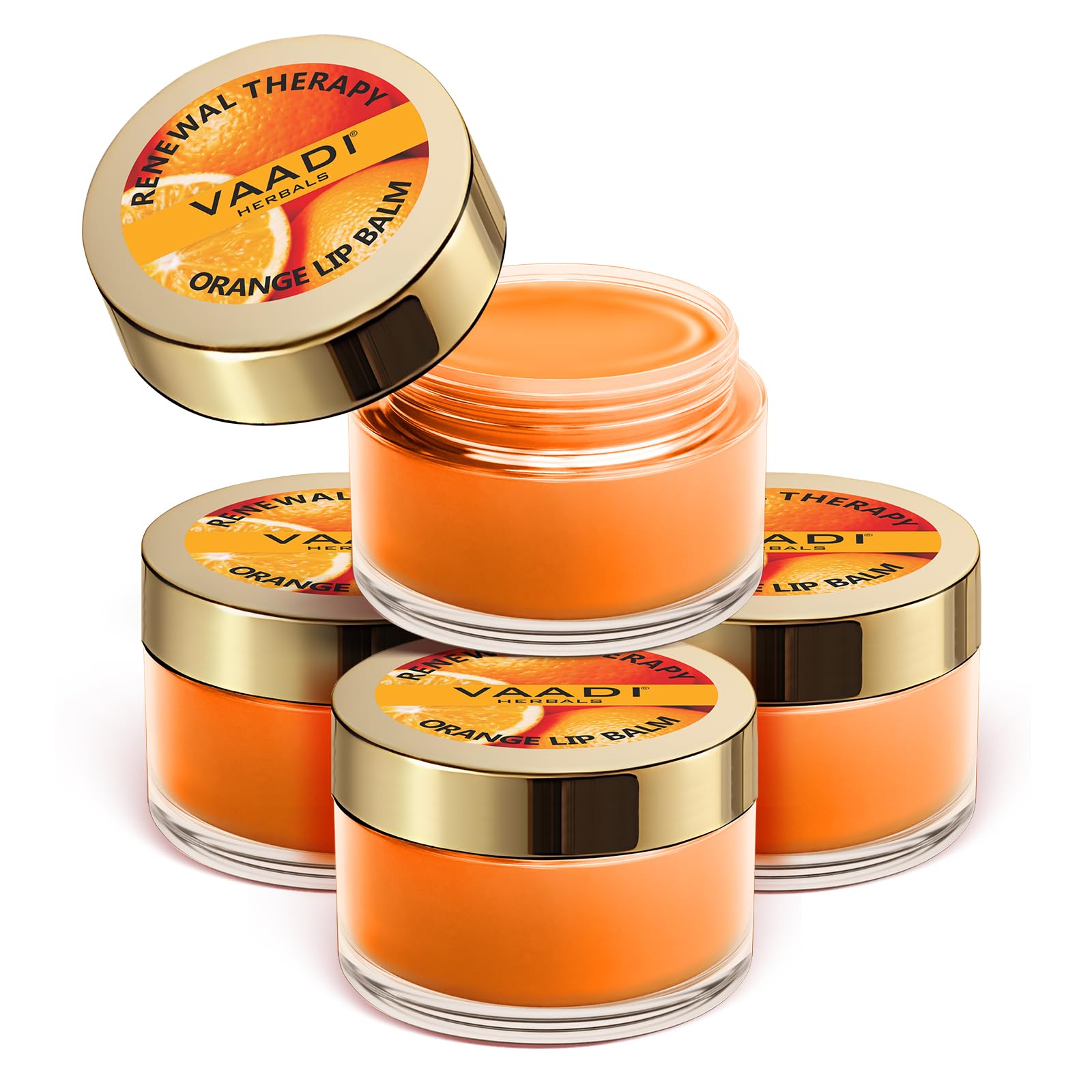 Vaadi Herbals Lip Balm, Orange And Shea Butter, 10Gms X 4