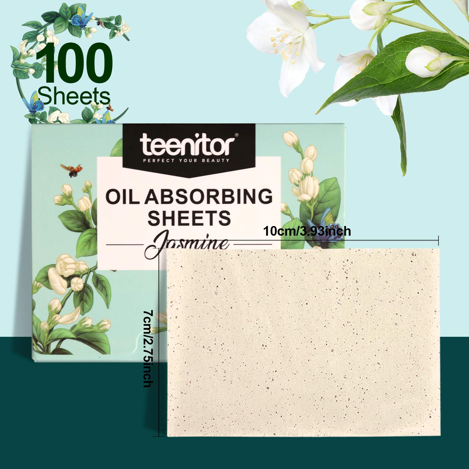 Teenitor Oil Blotting Papers For Face, 100 Sheets Jasmine Oil Blotting Sheets For Oily Skin, Oil Control Film Oil Absorbing Shee