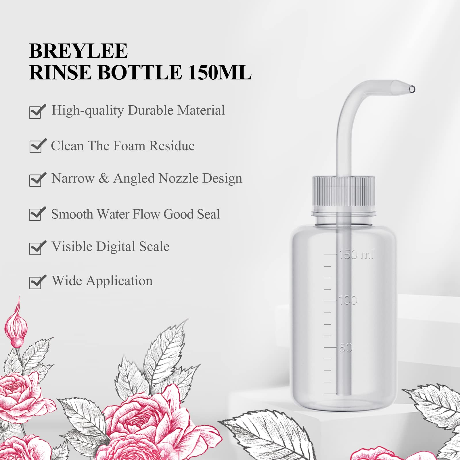 Breylee Shampoo For Lash Extensions, 60Ml+Rinse Bottle+Brushes, Eyelash Extension Cleanser, Lash Wash Bath, Lash Cleaner, Parabe