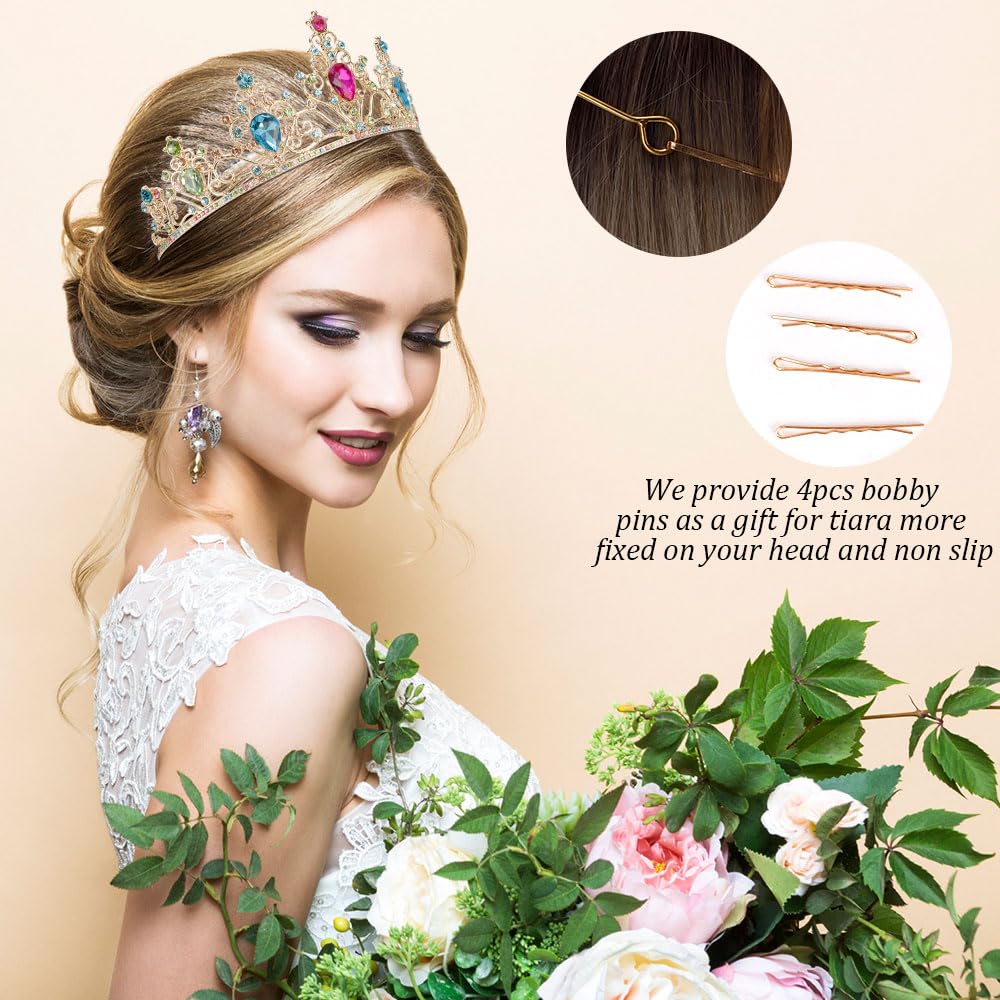 Ahoney Princess Tiara And Crown For Women, Crystal Crown Rhinestone Princess Peach Tiaras For Crown For Birthday Prom Halloween