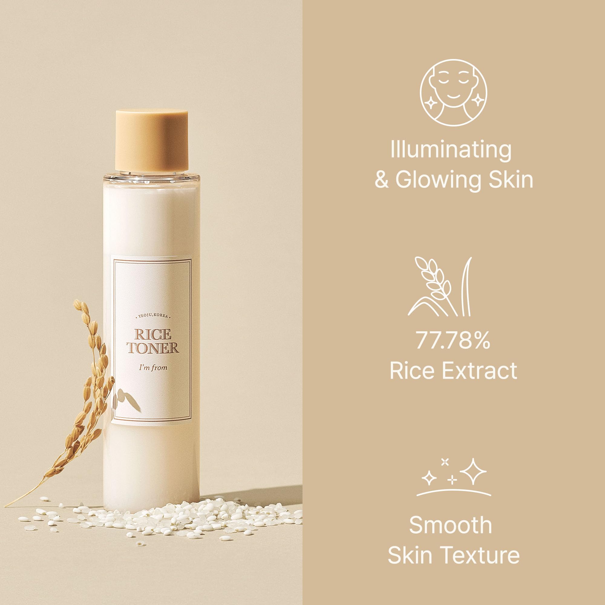 I'M From Rice Toner, Milky Toner For Glowing Skin, 77.78% Korean Rice, Glow Essence With Niacinamide, Hydrating For Dry, Dull, C