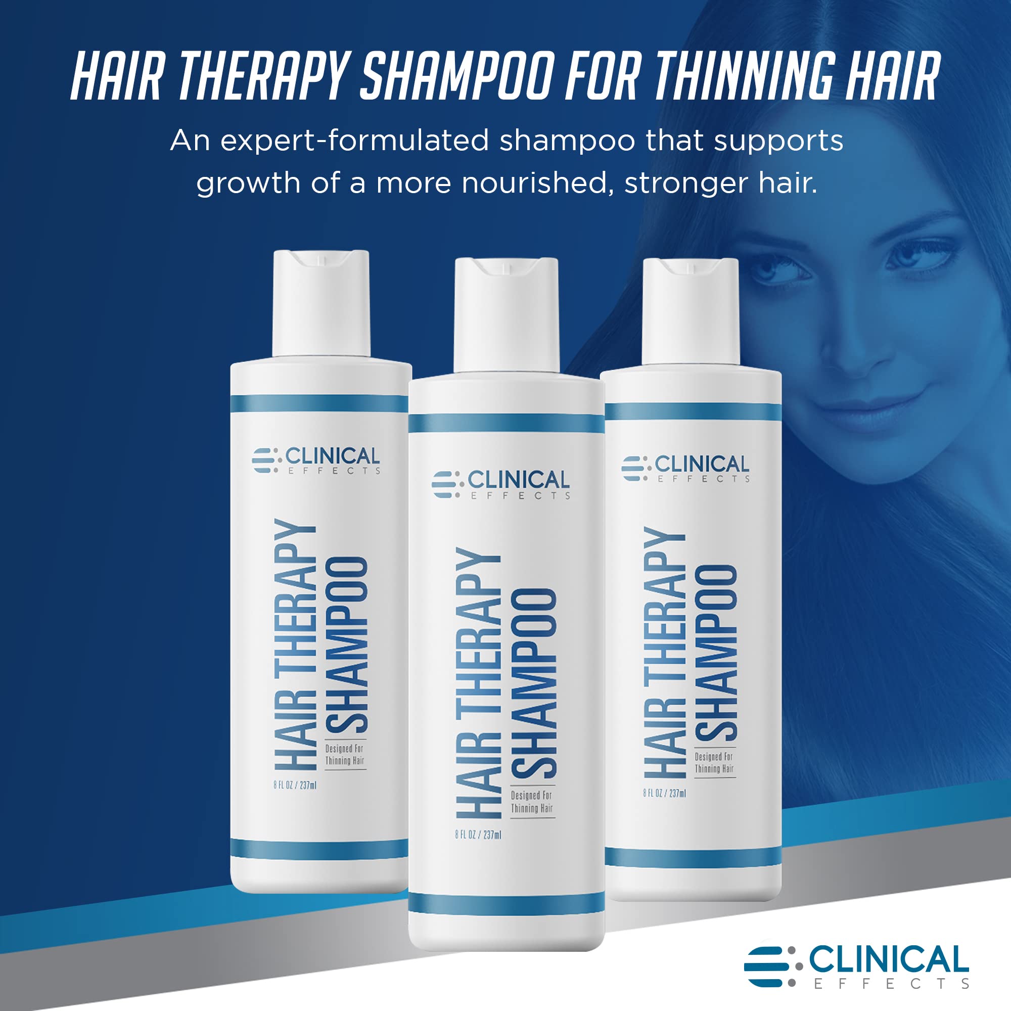 Clinical Effects Hair Therapy Shampoo - Biotin Shampoo with Anagain and Baicapil - Supports Hair Growth for Women and Men - Made
