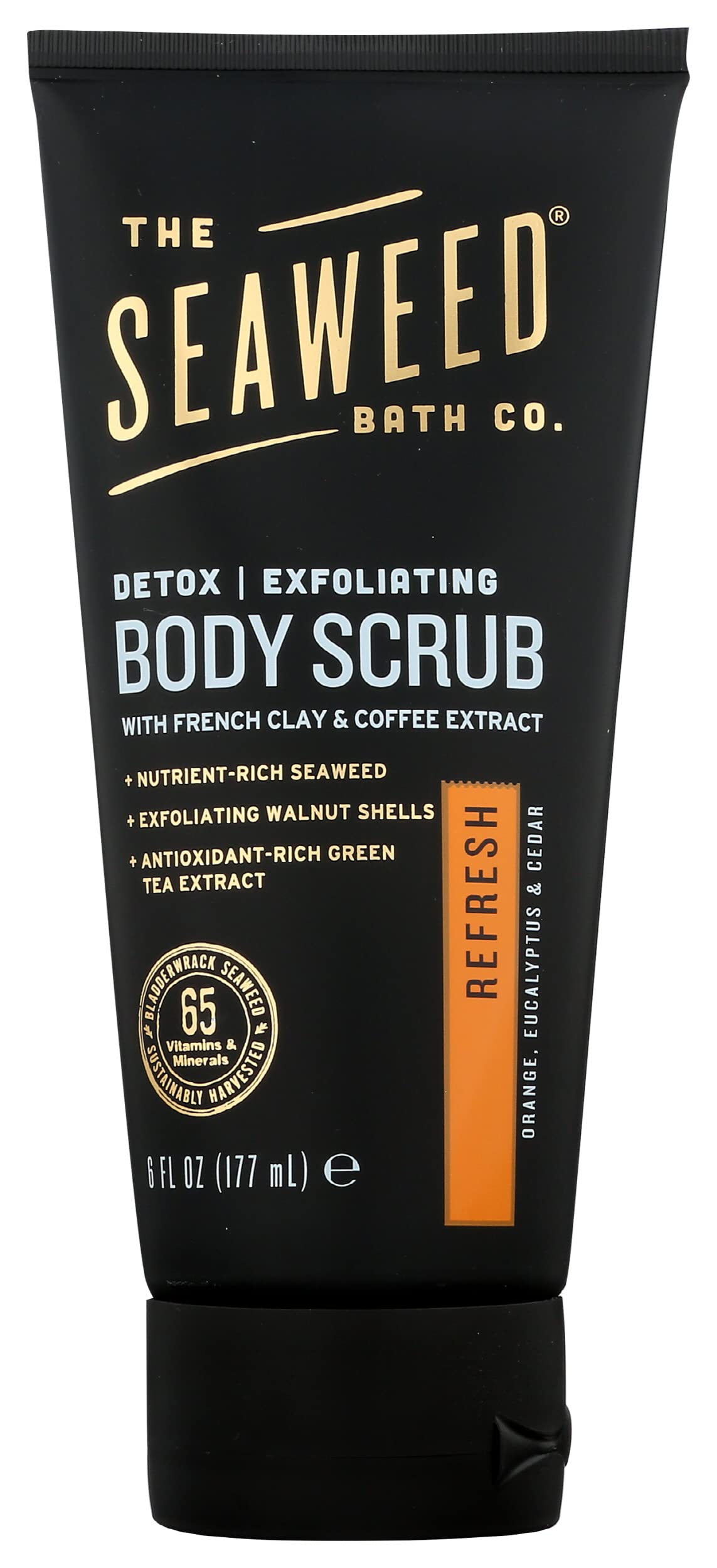 The Seaweed Bath Co. Detox Exfoliating Body Scrub, Refresh Scent (Orange, Eucalyptus & Cedar), with French Clay & Coffee Extract