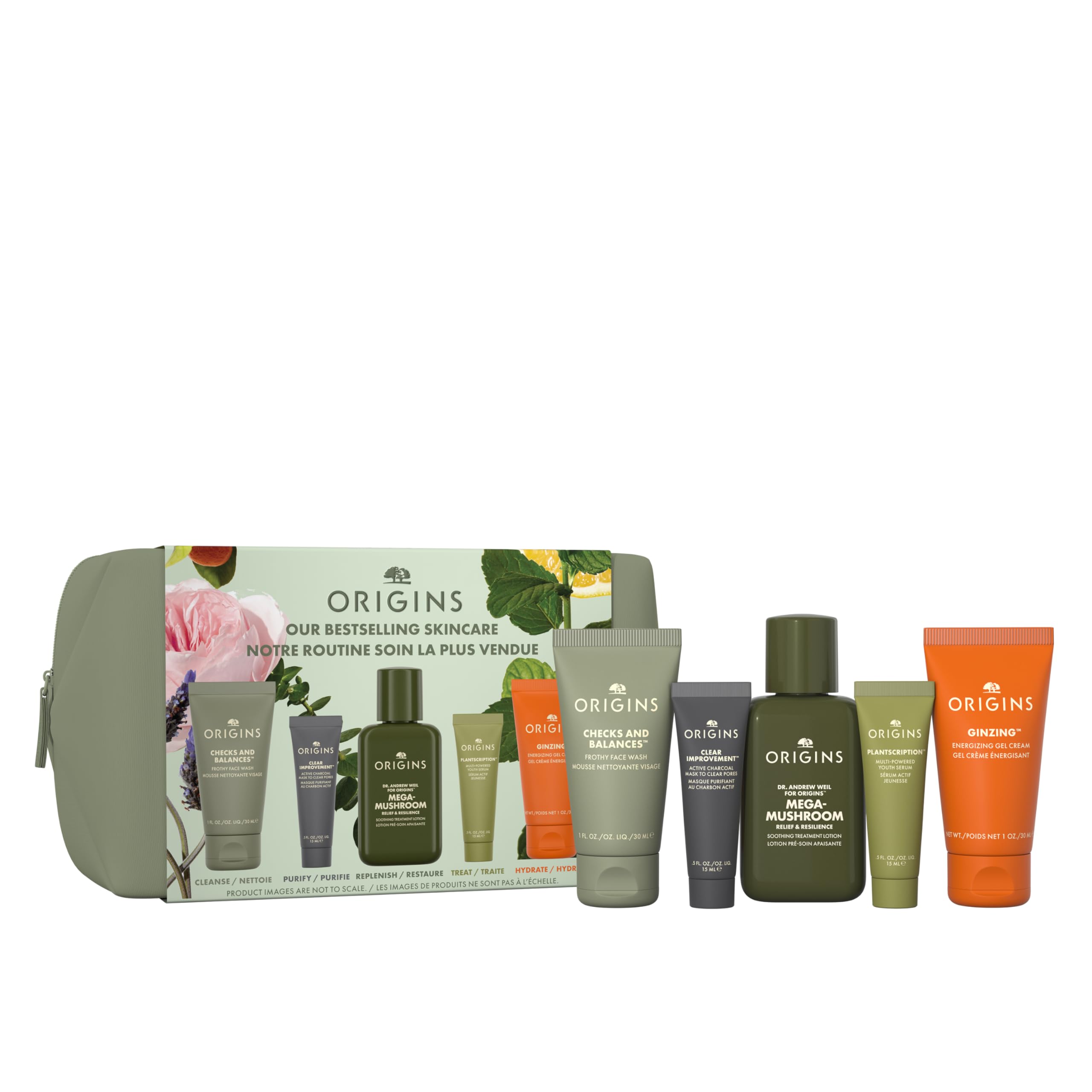 Origins Bestselling Skincare Set | Features Cleanser, Mask, Treatment Lotion, Serum & Moisturizer | With Peptides, Hyaluronic Ac