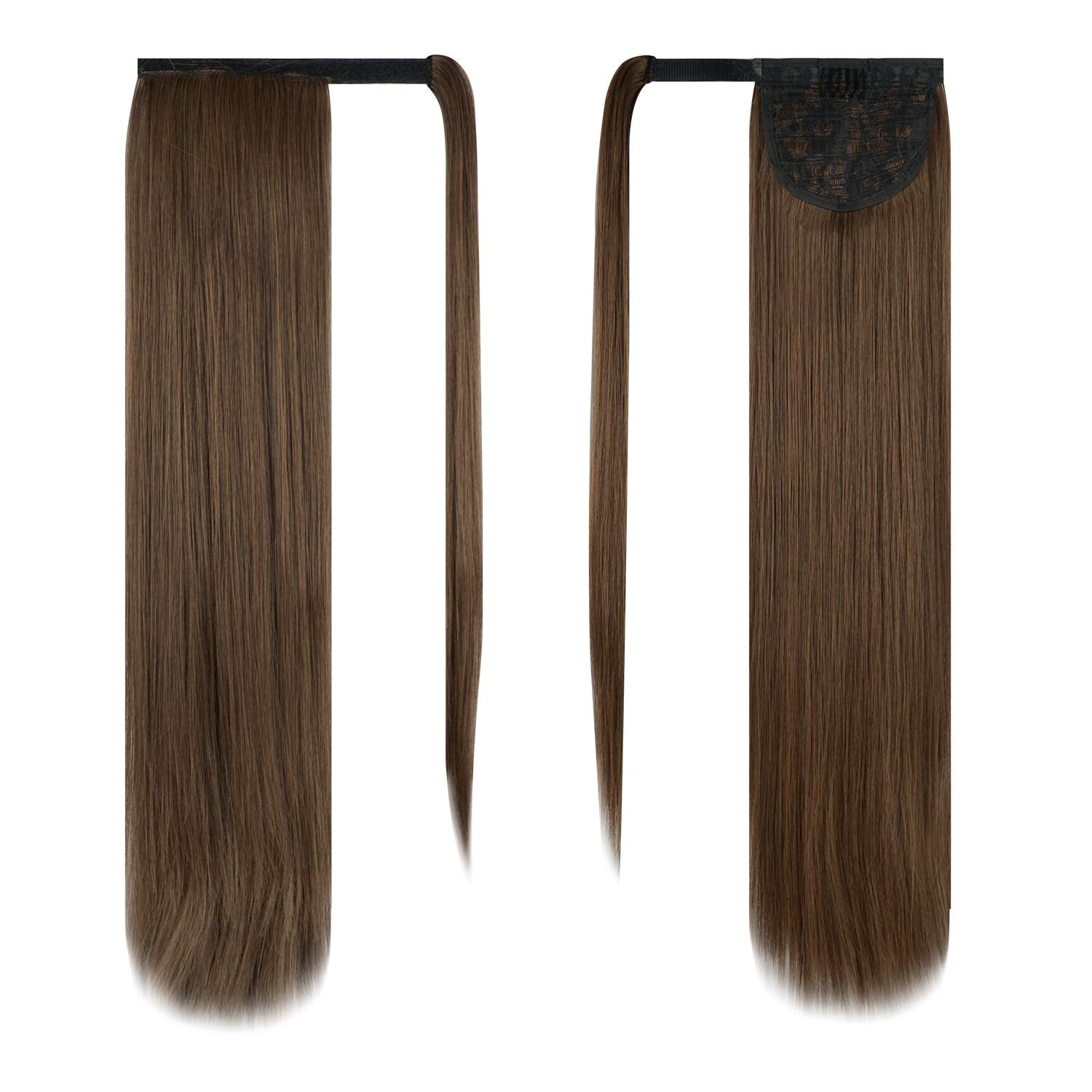 BARSDAR 24 In Brown Ponytail Extension Long Straight Wrap Around Clip in Ponytail Hair Extensions Synthetic Pony Tails Hairpiece
