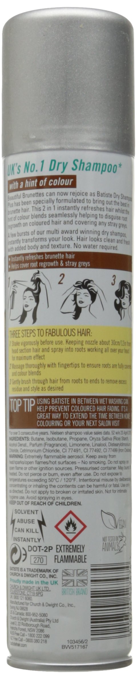 Batiste Dry Shampoo, Beautiful Brunette 6.73 Ounce (199ml) (3 Pack)