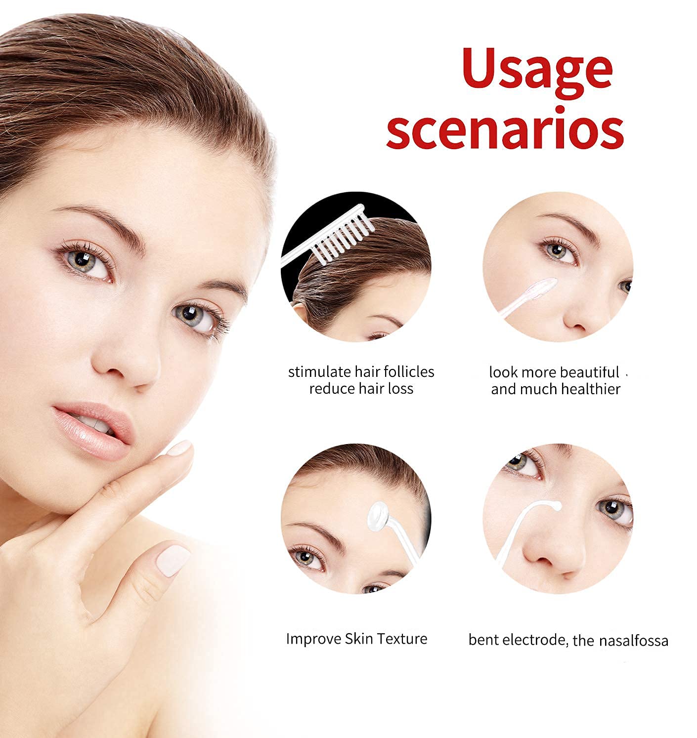 High Frequency Facial Wand/Machine With 5 Argon Parts Skin Care Tool For Wrinkles Reducing Face Skin Tightening.