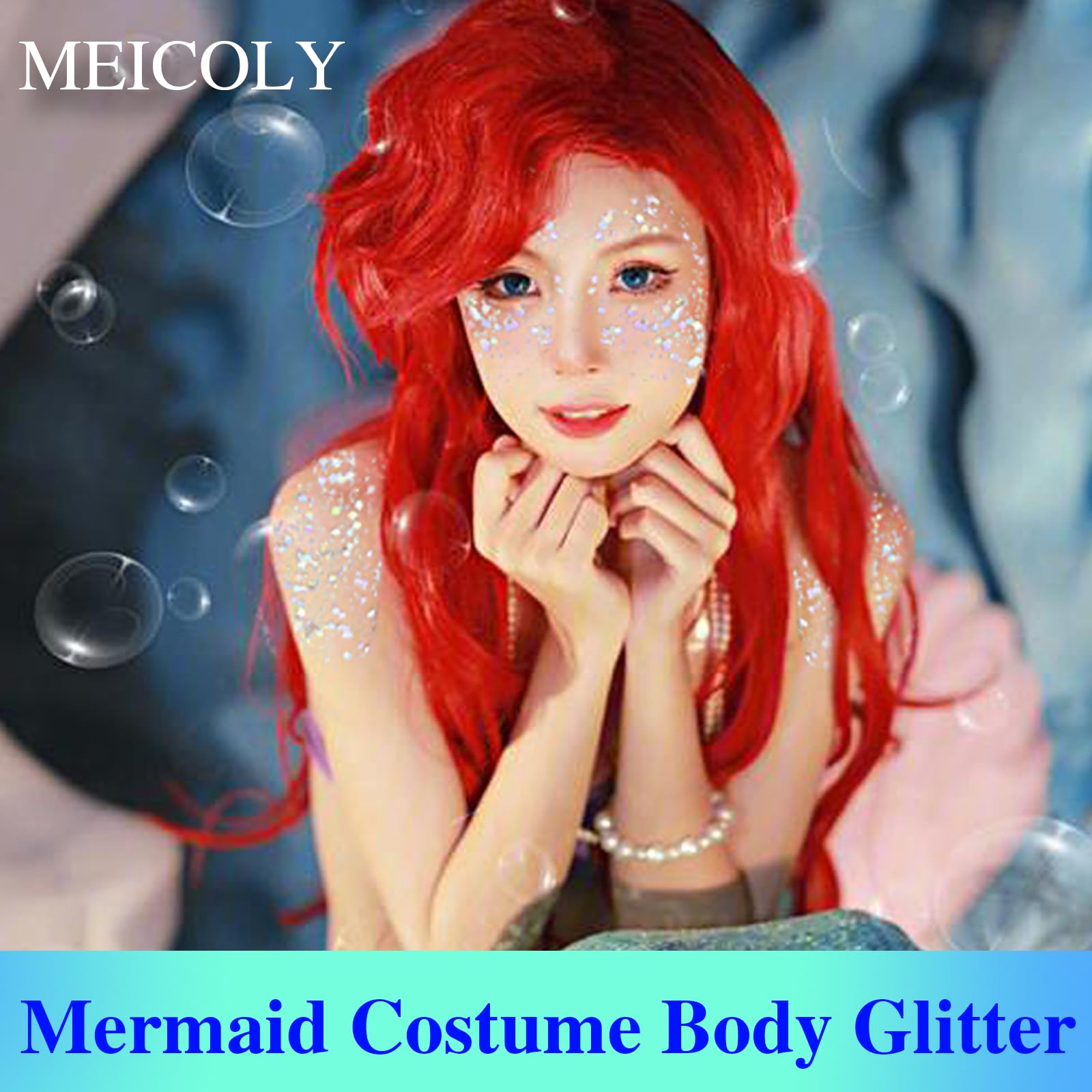 MEICOLY Chameleon Iridescent White Body Glitter,Chunky Face Glitter Paint,Color Changing Mermaid Face Glitter Gel,Opal Glitter S