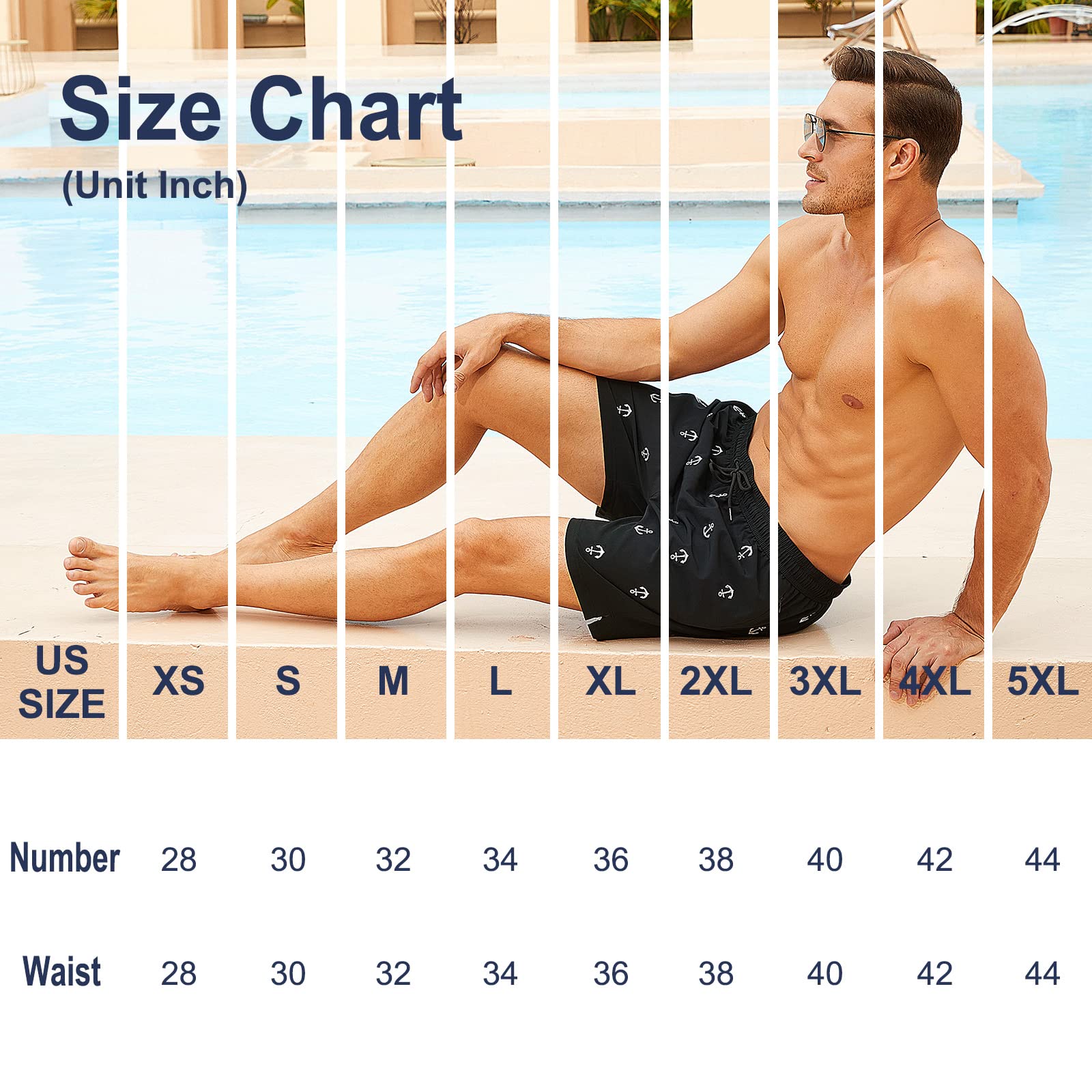 Brisira Mens Swim Trunks Quick Dry Swim Shorts 5 Inch Inseam Stretch Water Beach Shorts With Compression Liner Zipper Pocket