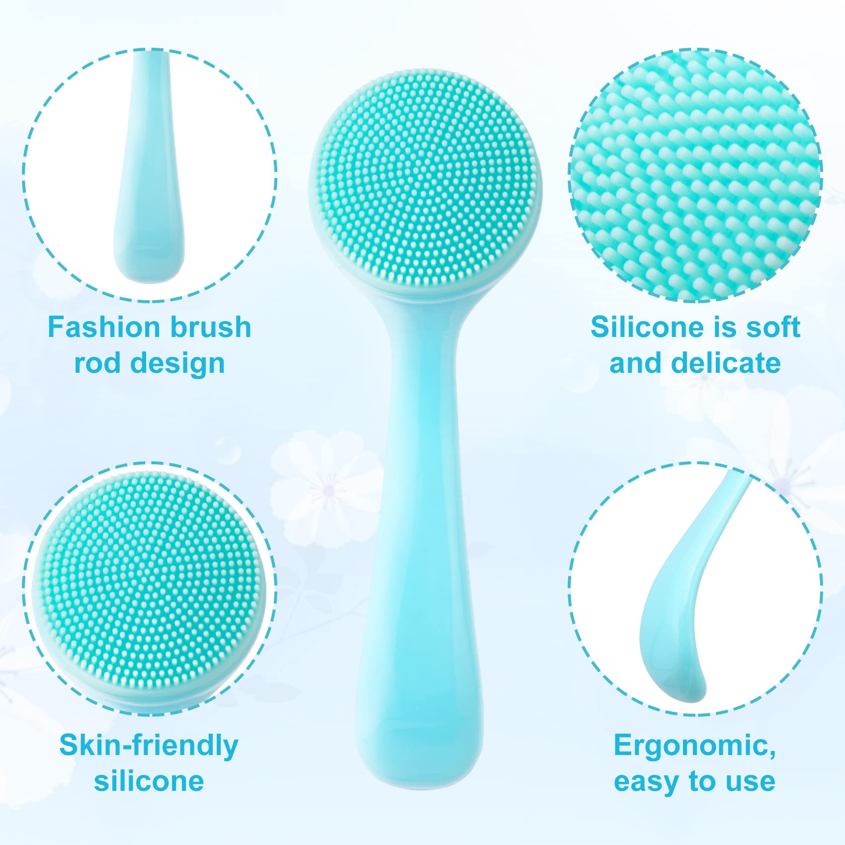 Hinzic 4 Pack Silicone Manual Facial Cleansing Brush, Skin Friendly Waterproof Face Cleaning Scrubber Exfoliator Cleanser For Bl