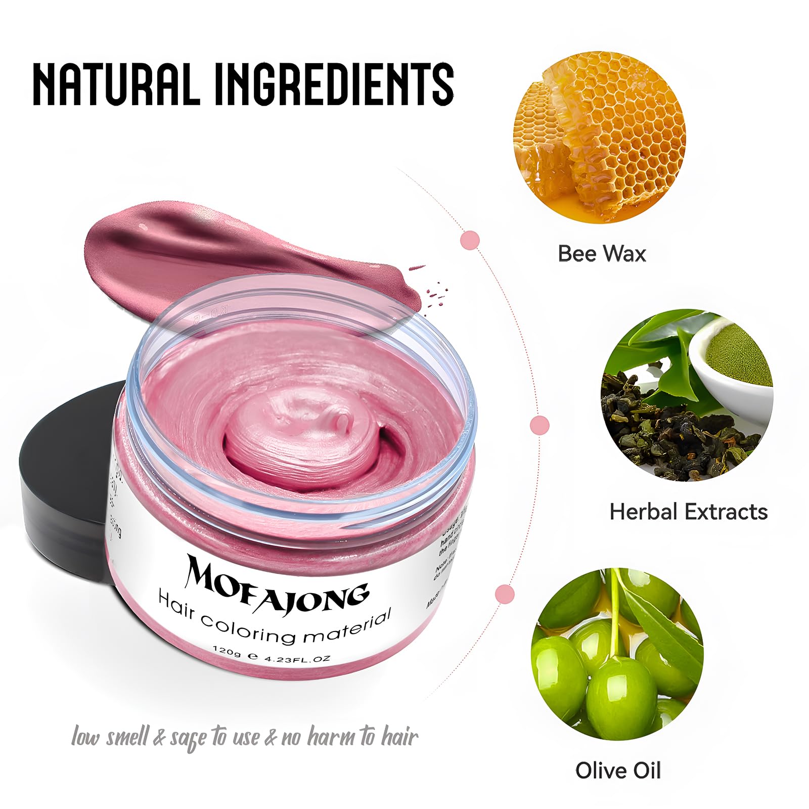 Volluck Temporary Hair Wax Natural Instant Hair Color Wax Pomades 4.23 Oz, Dosposable Hair Styling Clay For Party, Festival, Hal