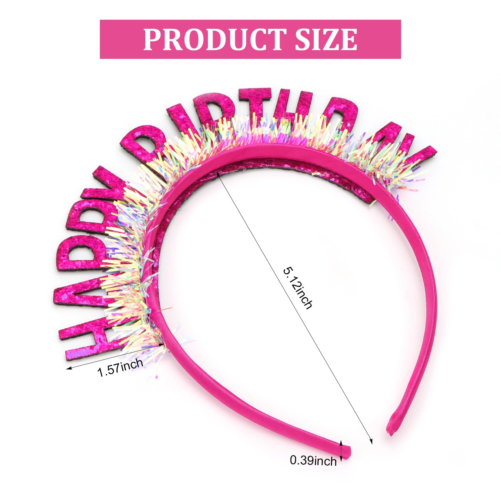 Cieher Birthday Crown Headband, Tiara For Women Girls, Birthday Girl Decorations And Gifts - Rose Pink