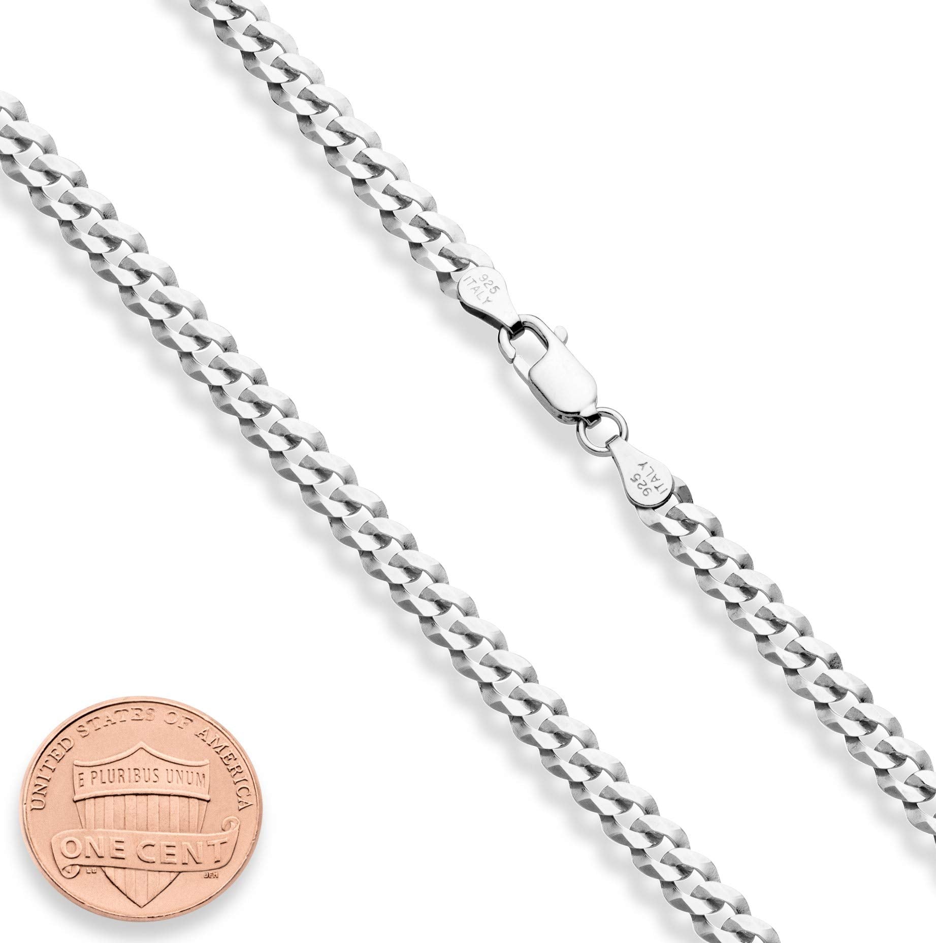 Miabella Solid 925 Sterling Silver Italian 5mm Diamond Cut Cuban Link Curb Chain Necklace for Women Men, Made in Italy (30 Inche