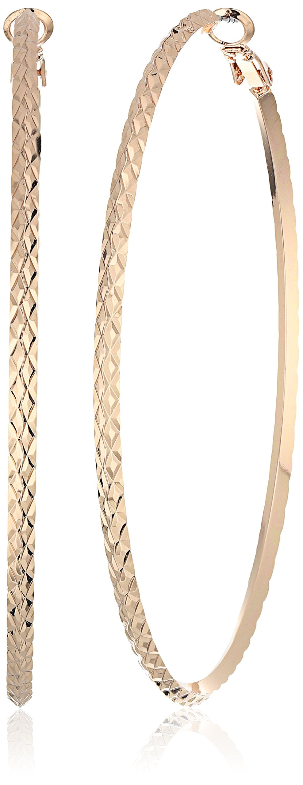 GUESS Basic Gold Large Diamond Cut Hoop Earrings