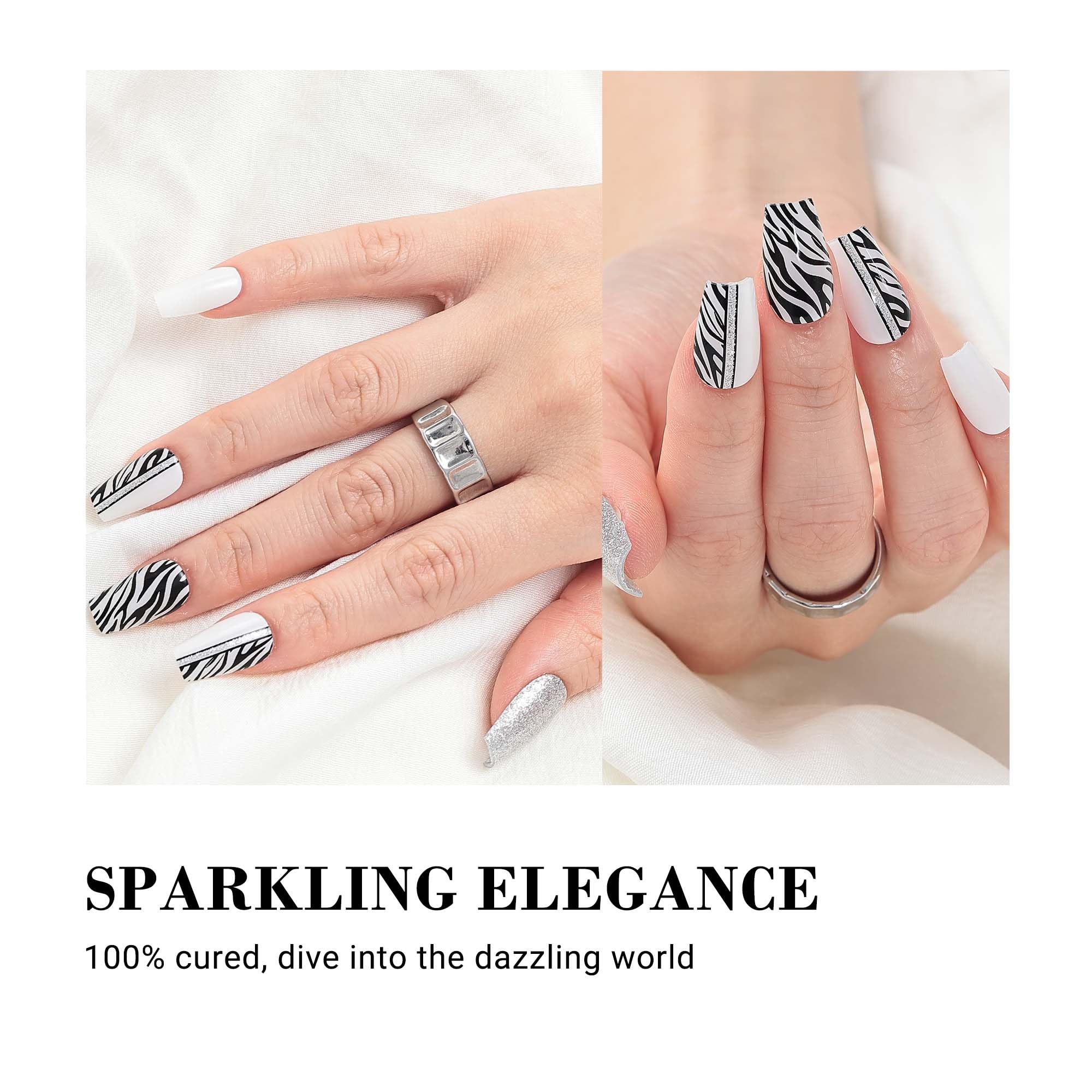 Melodysusie Semi Cured Gel Nail Strips - Works With Any Nail Lamps, Salon-Quality, Long Lasting, Easy To Apply & Remove - Includ