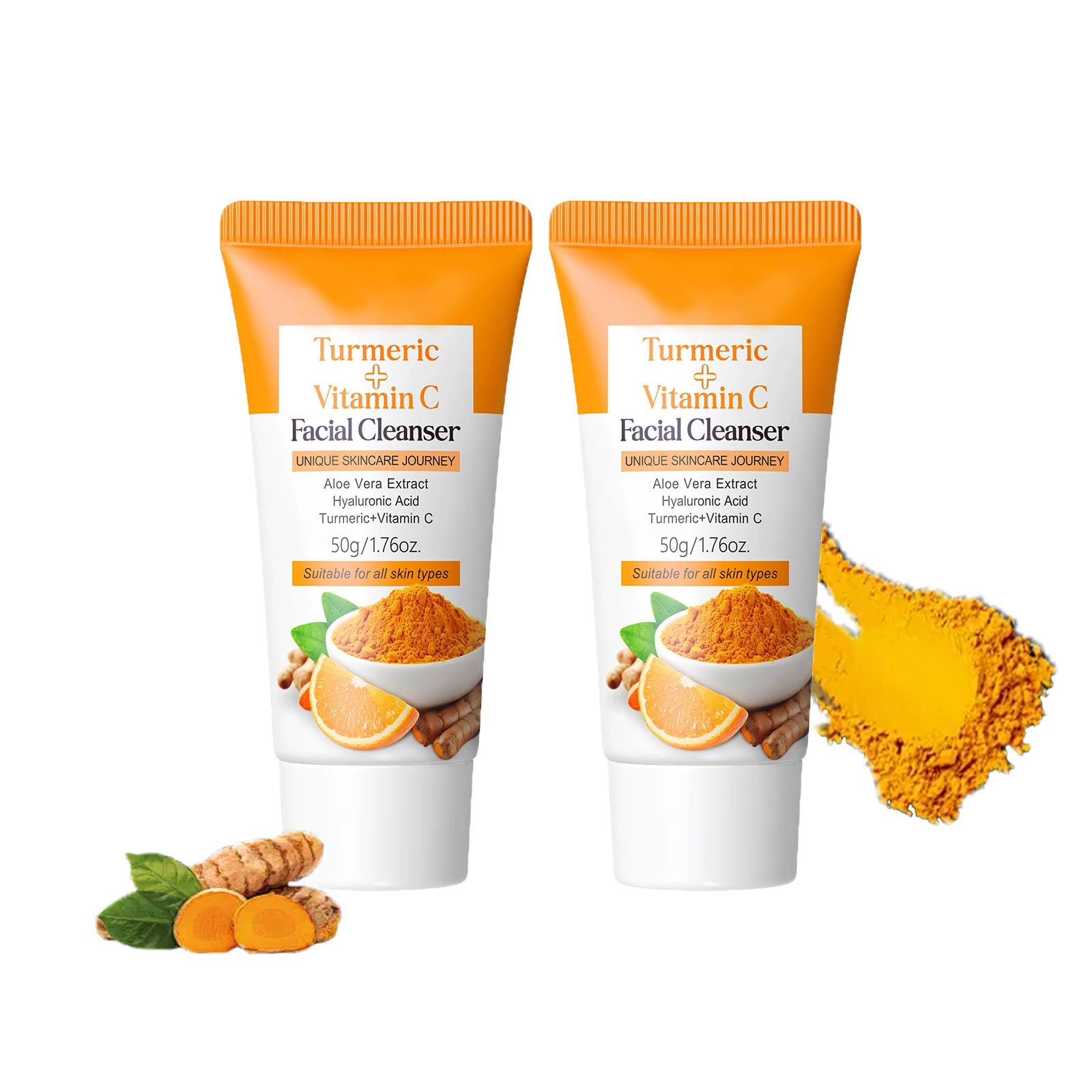 TUOSHITONG Turmeric Face Wash - 2 Pcs Turmeric Facial Cleanser with Vitamin C,Gentle Exfoliating Face Wash for Sensitive Skin,Cl