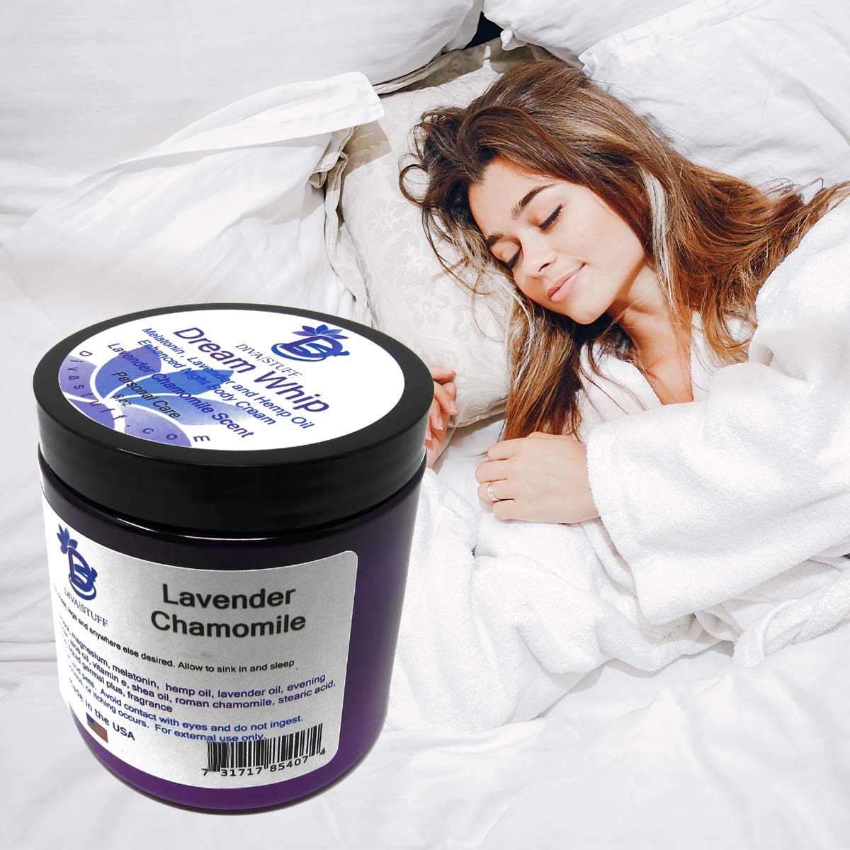 Diva Stuff Dream Whip Magnesium And Hemp Enhanced Night Body Cream For Relaxation And Bedtime Routine, Lavender Chamomile - 8 Oz