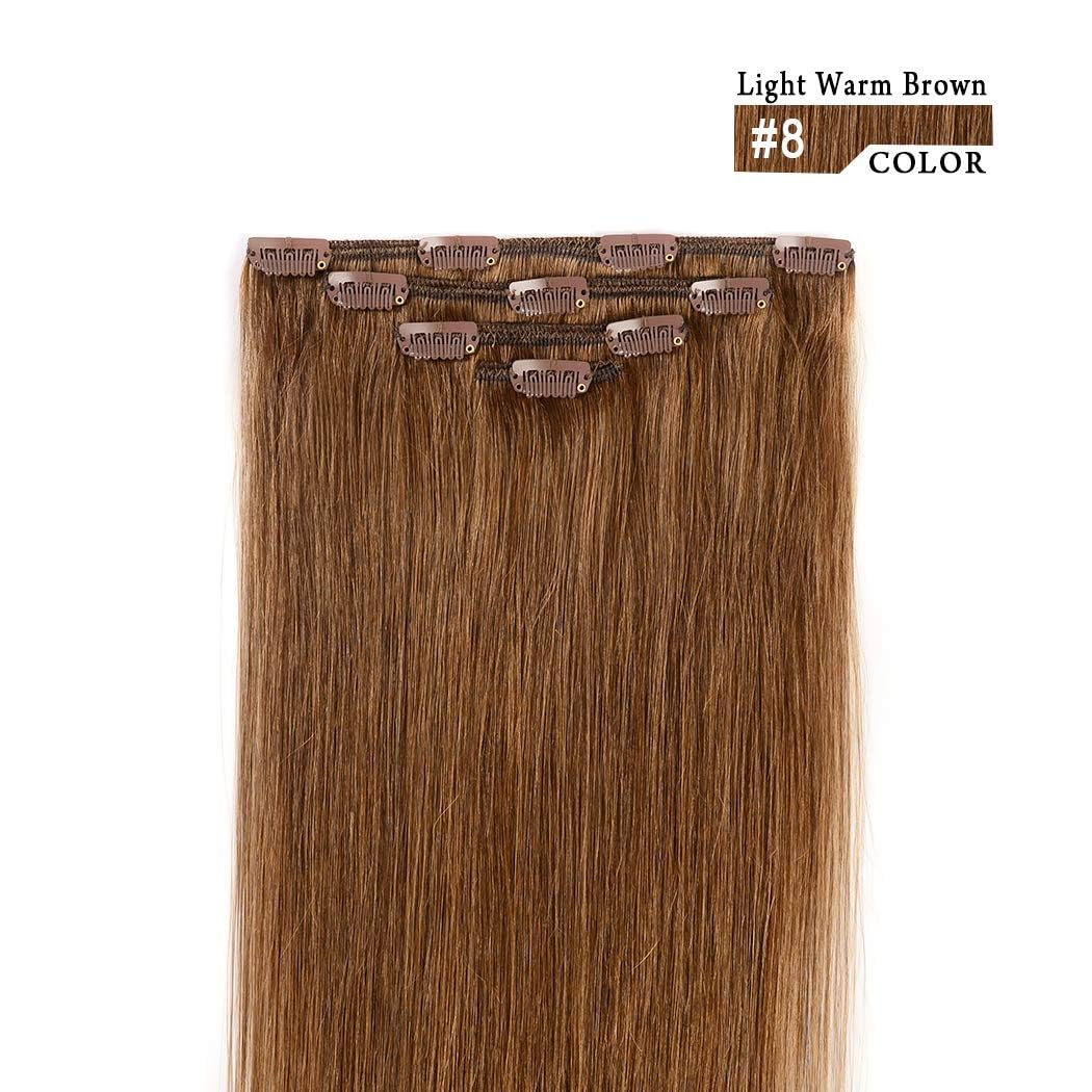 22'' Clip In Hair Extensions Remy Human Hair For Women - Silky Straight Clip In Hair Extensions Human Hair 90Grams 4Pieces Chest