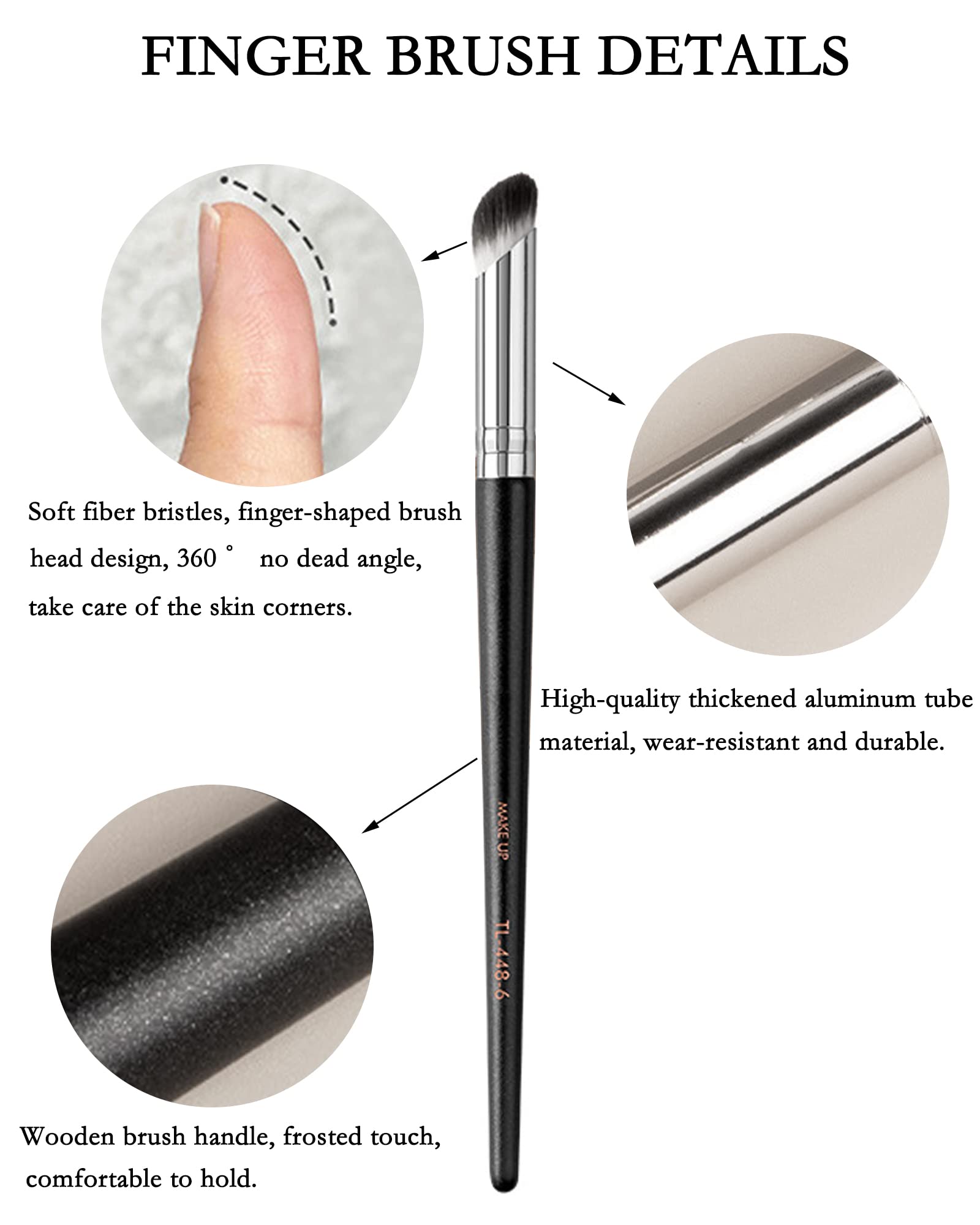 Mini Angled Concealer Brush Under Eye-1Pcs Upgraded Small Nose Contour Concealer Brush For Dark Circles Puffiness, Face Eye Puff