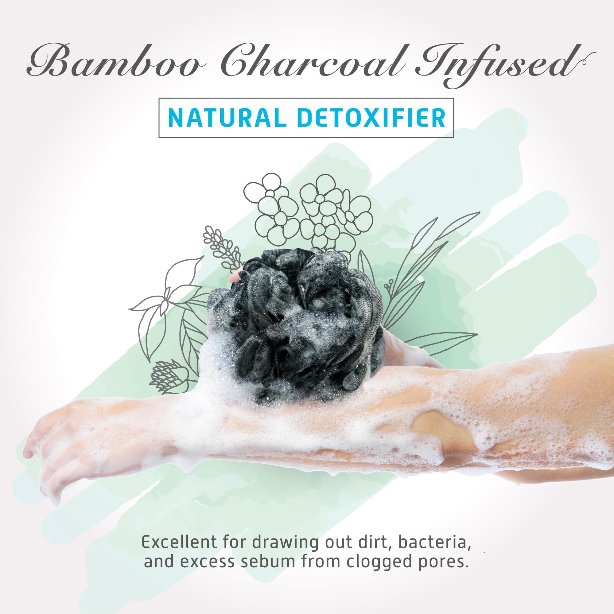Spongentle Deep Cleansing Loofah Sponge, Pack Of 4, Bath And Shower, Exfoliating Body Scrubber, Gorgeous Colors For Women And Me
