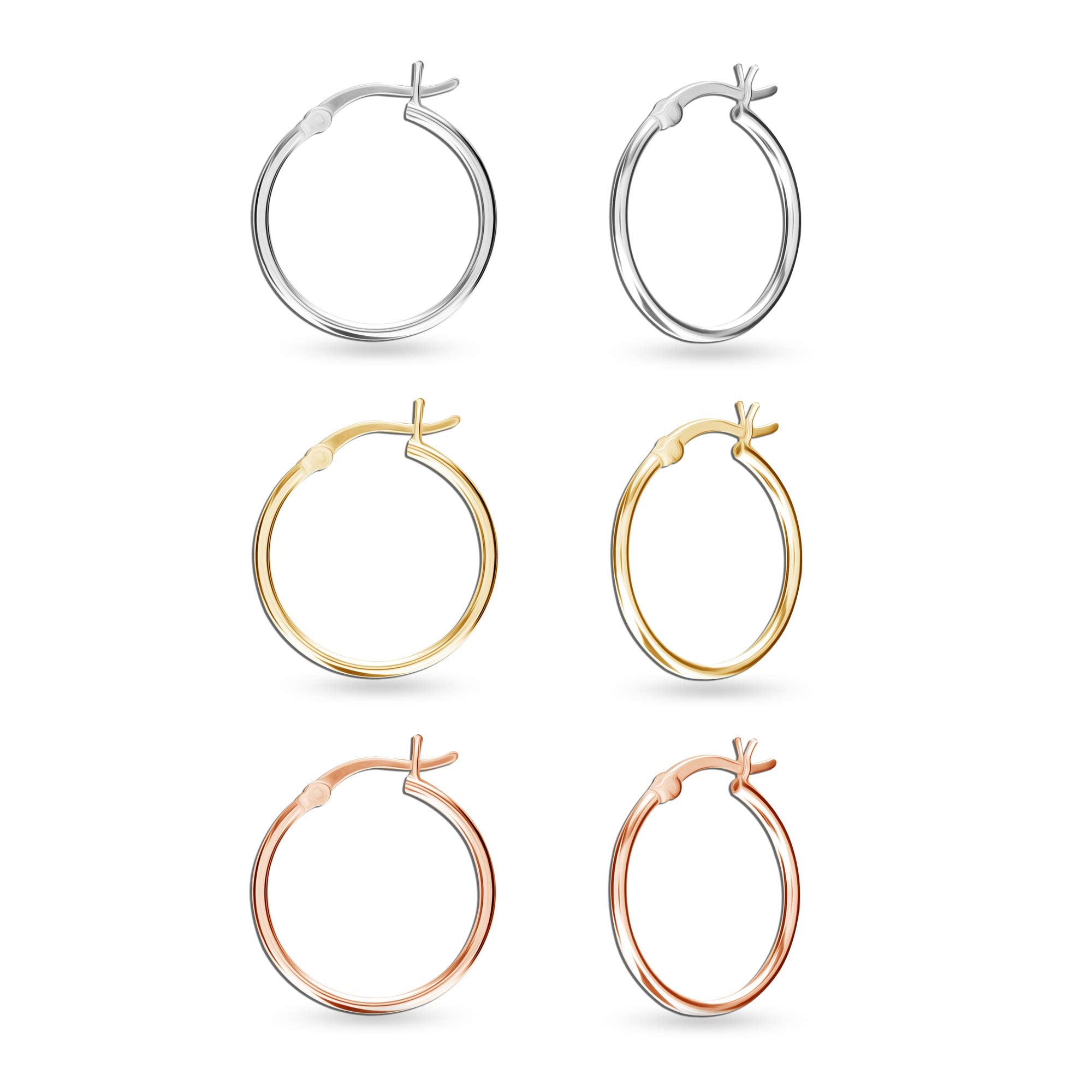 Charmsy Valentines Day Earrings Set of 3 Pairs 925 Sterling Silver Cartilage Hoop Earrings for Women | Lightweight Classic Click
