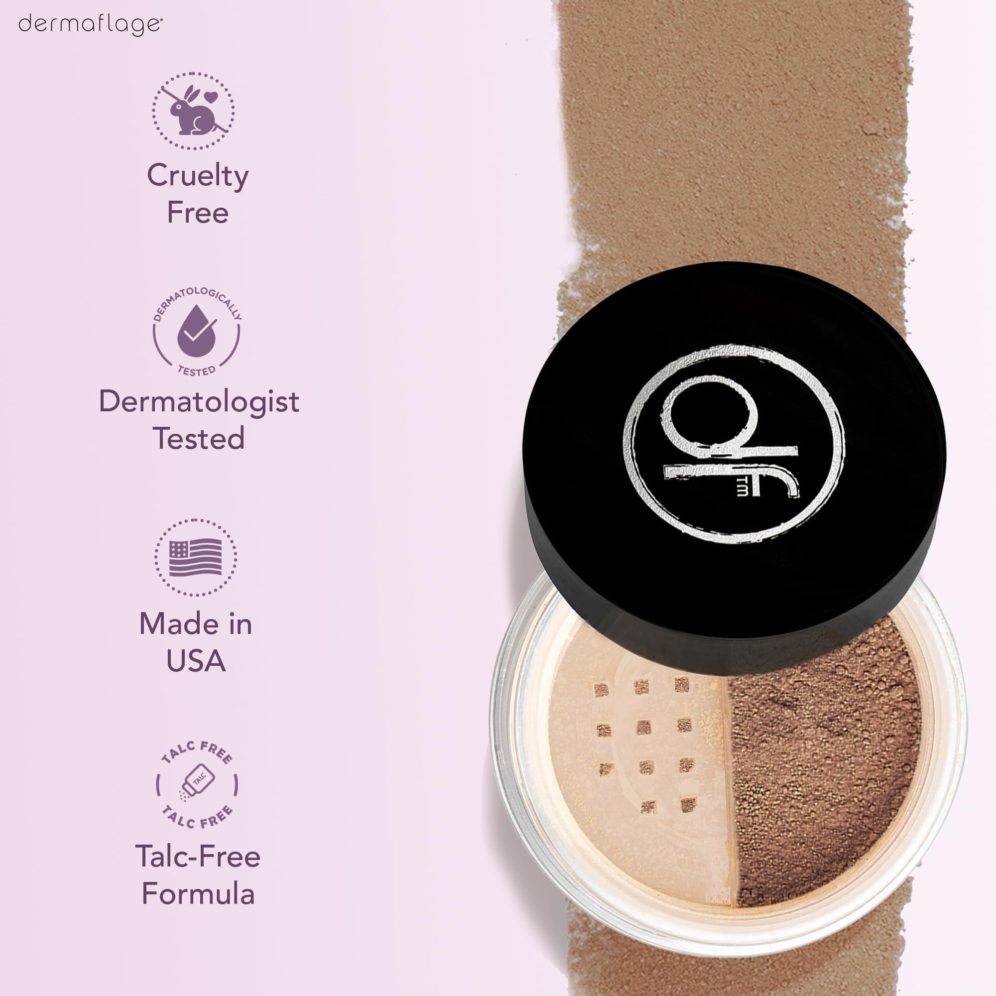 Dermaflage Mineral Powder Sunscreen for Sensitive Skin - Full Coverage, Conceals Acne Scars & Discoloration, Made in the Shade,