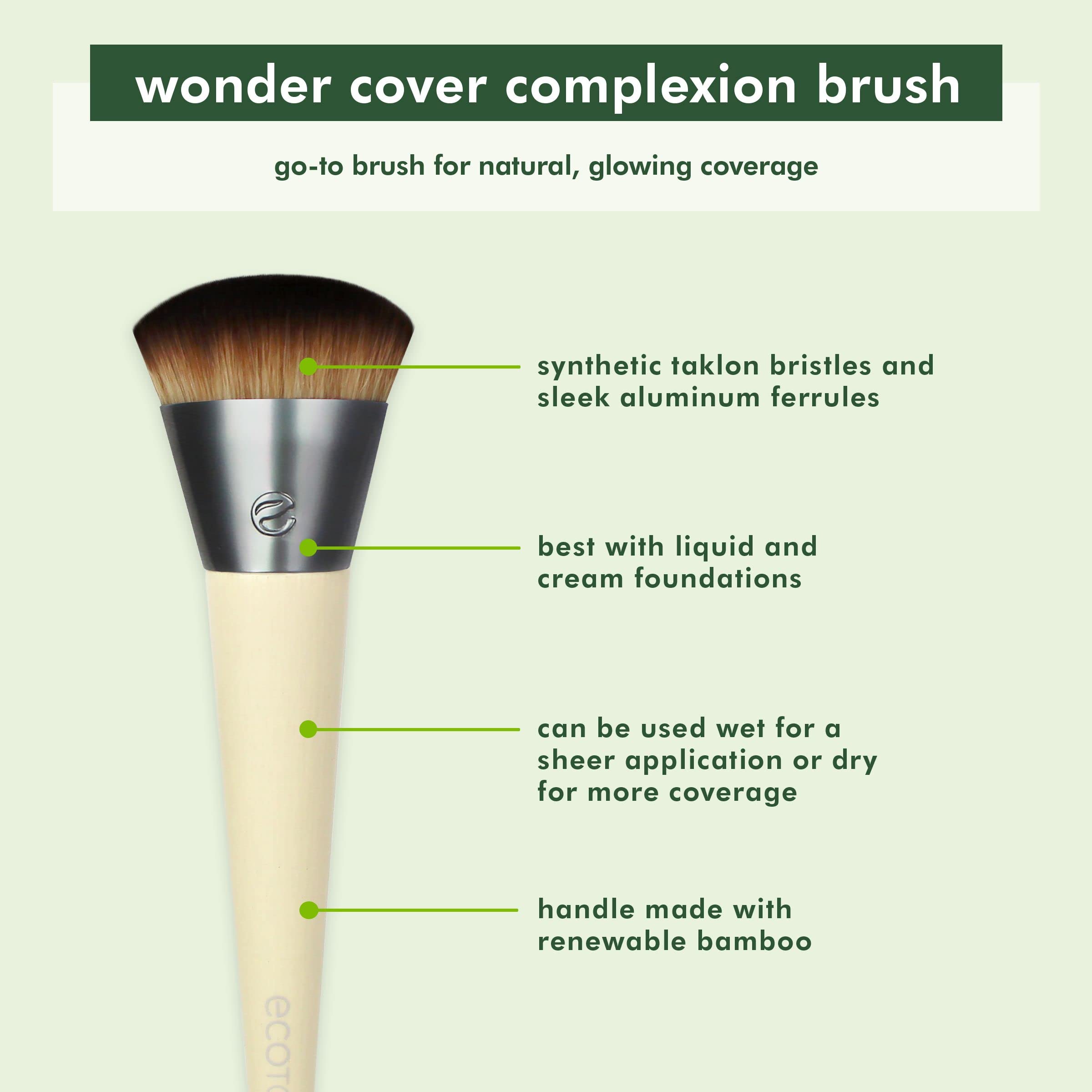 Ecotools Wonder Cover Complexion Brush, Makeup Brush For Flawless Foundation Application & Blending, Full Coverage Base Brush, E