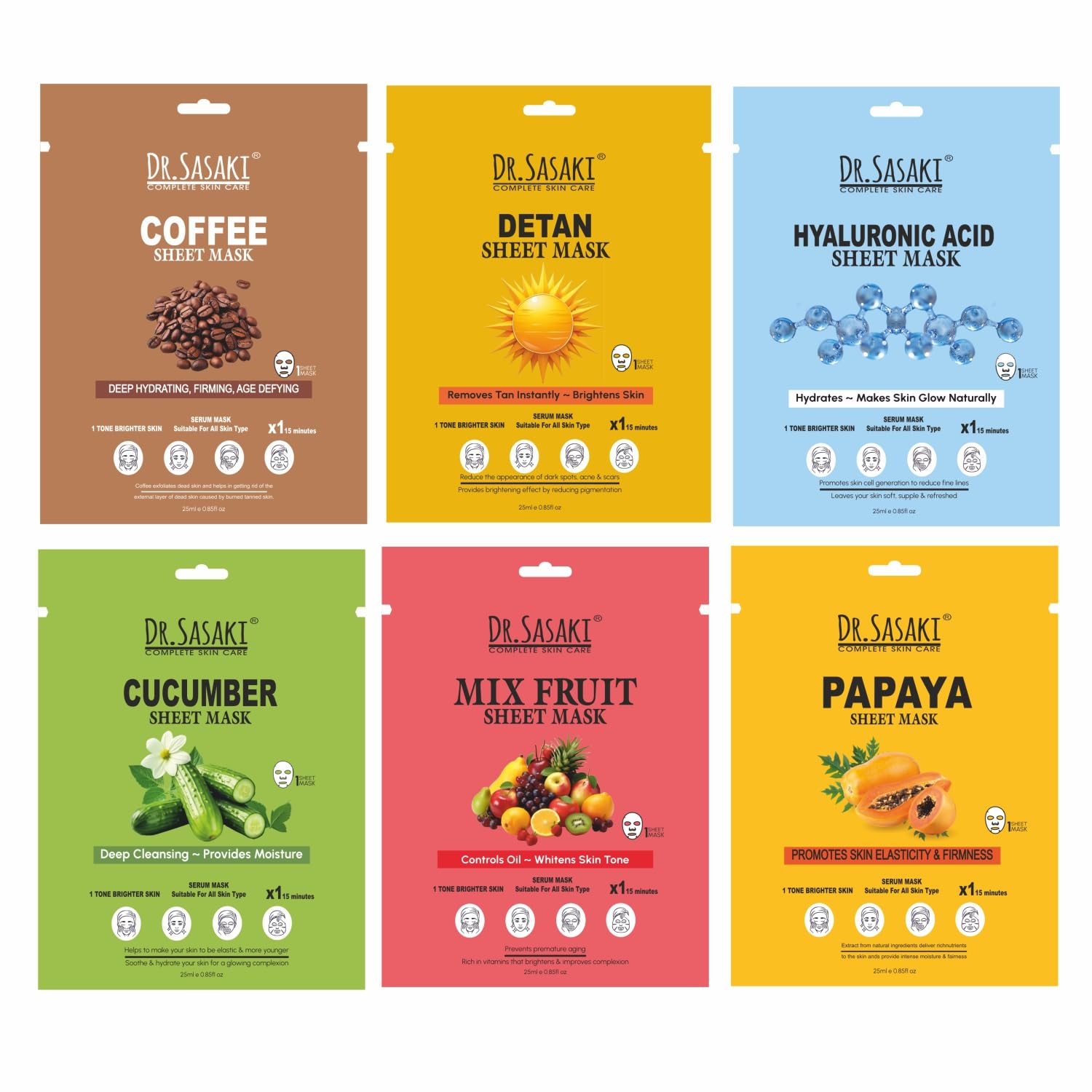 Dr. Sasaki Serum Sheet  Hydrating & Nourishing Face Mask For Glowing, Smooth & Refreshed Skin | Single Use Sheet Mask(CofCucD