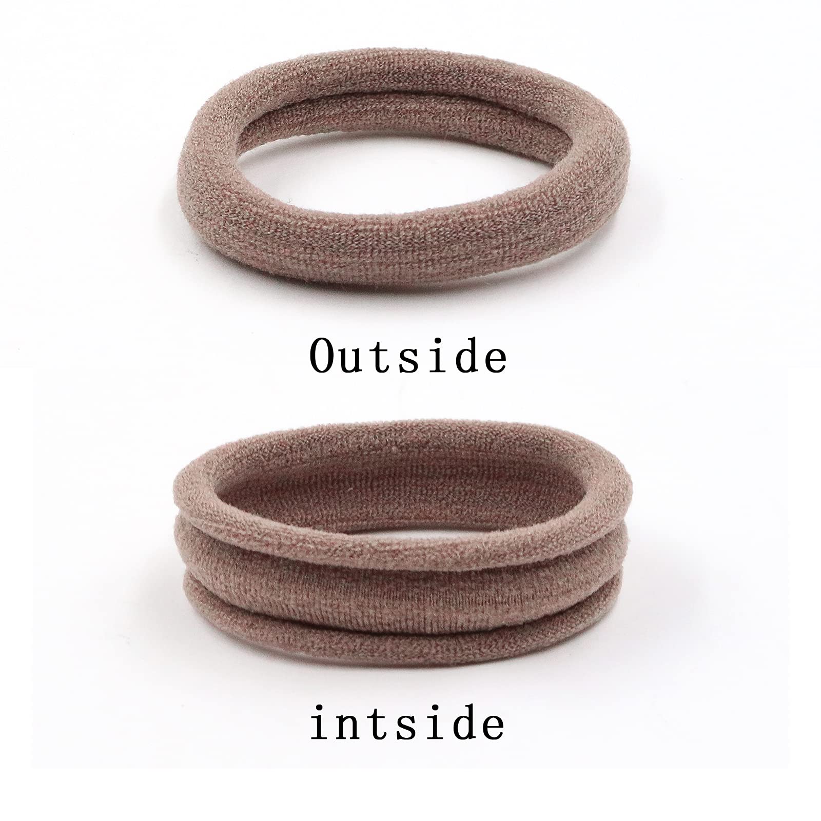 HOYOLS Large Cotton Fabric Hair Ties Soft & Gentle Hair Bands Ponytail Holder for Thick Heavy Curly Hair, No Slip No Damage Seam