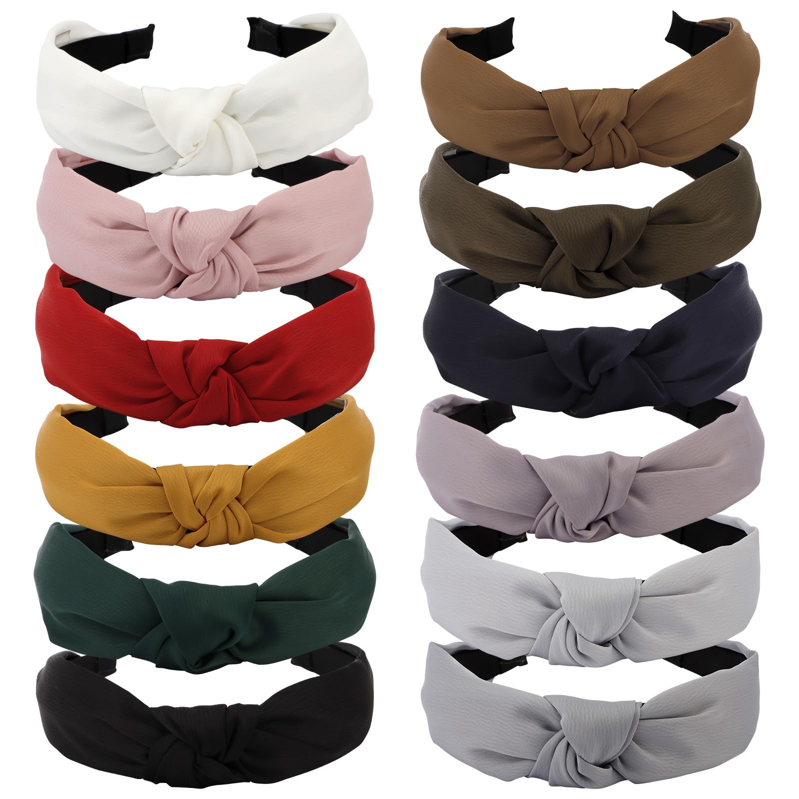 VELSCRUN Colorful Knotted Silk Satin Headbands Pack - Wide Boho Headbands for Women, Cute Fashion Hair Accessories & Gifts