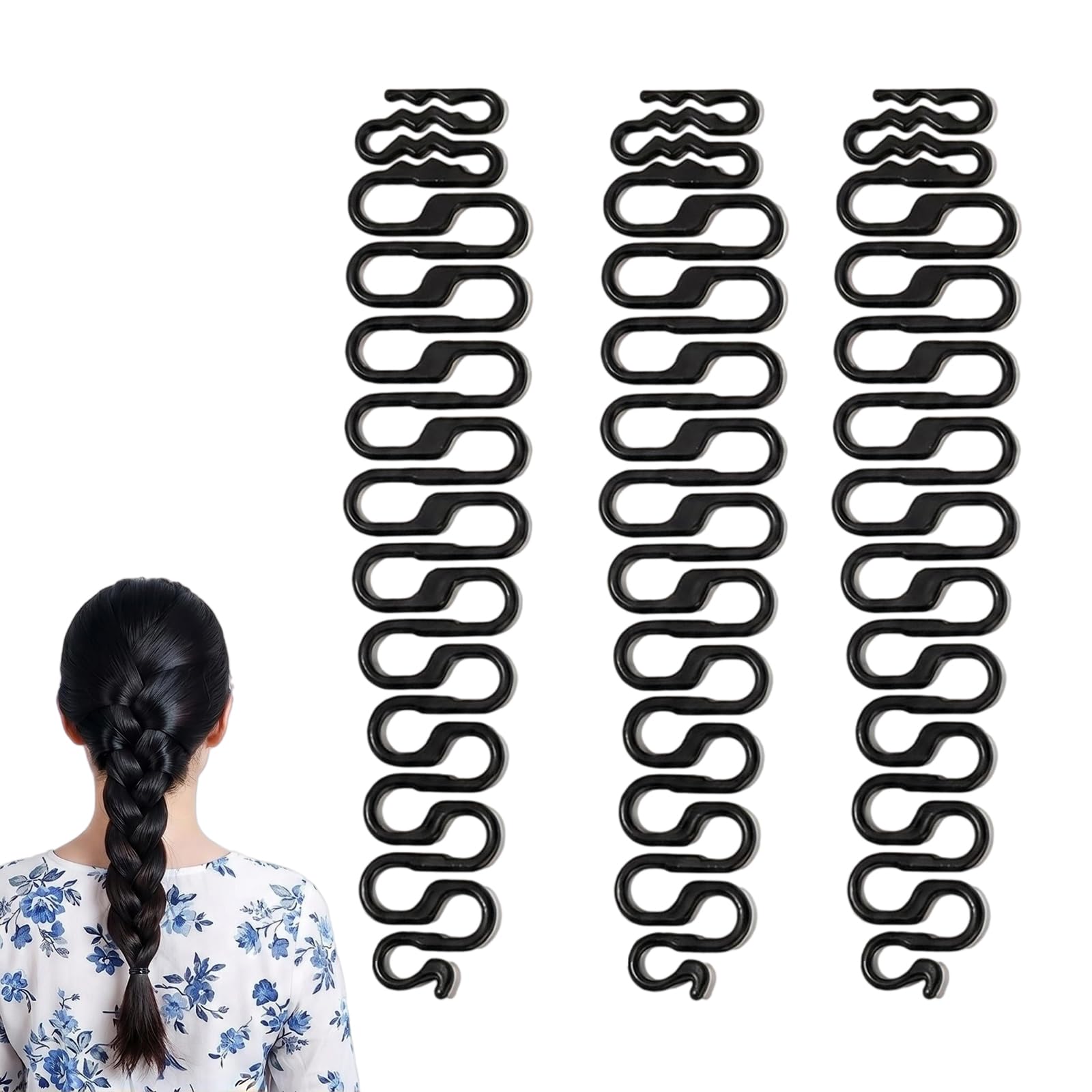 3Pcs French Plait Hair Braiding Tool French Hair Styling Clip Hair Braiding Tool Hair Styling Tool for DIY Hair Accessories(Blac