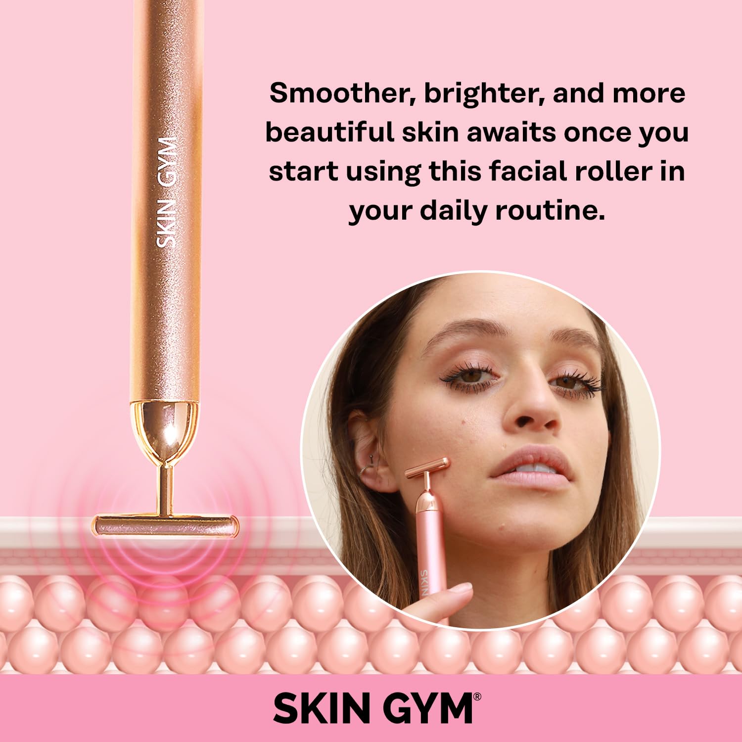 Skin Gym T Shape Electric Facial Massager Tool - Face Masssager for Wrinkles & Fine Lines I Anti Aging Face Lift Device to Sculp