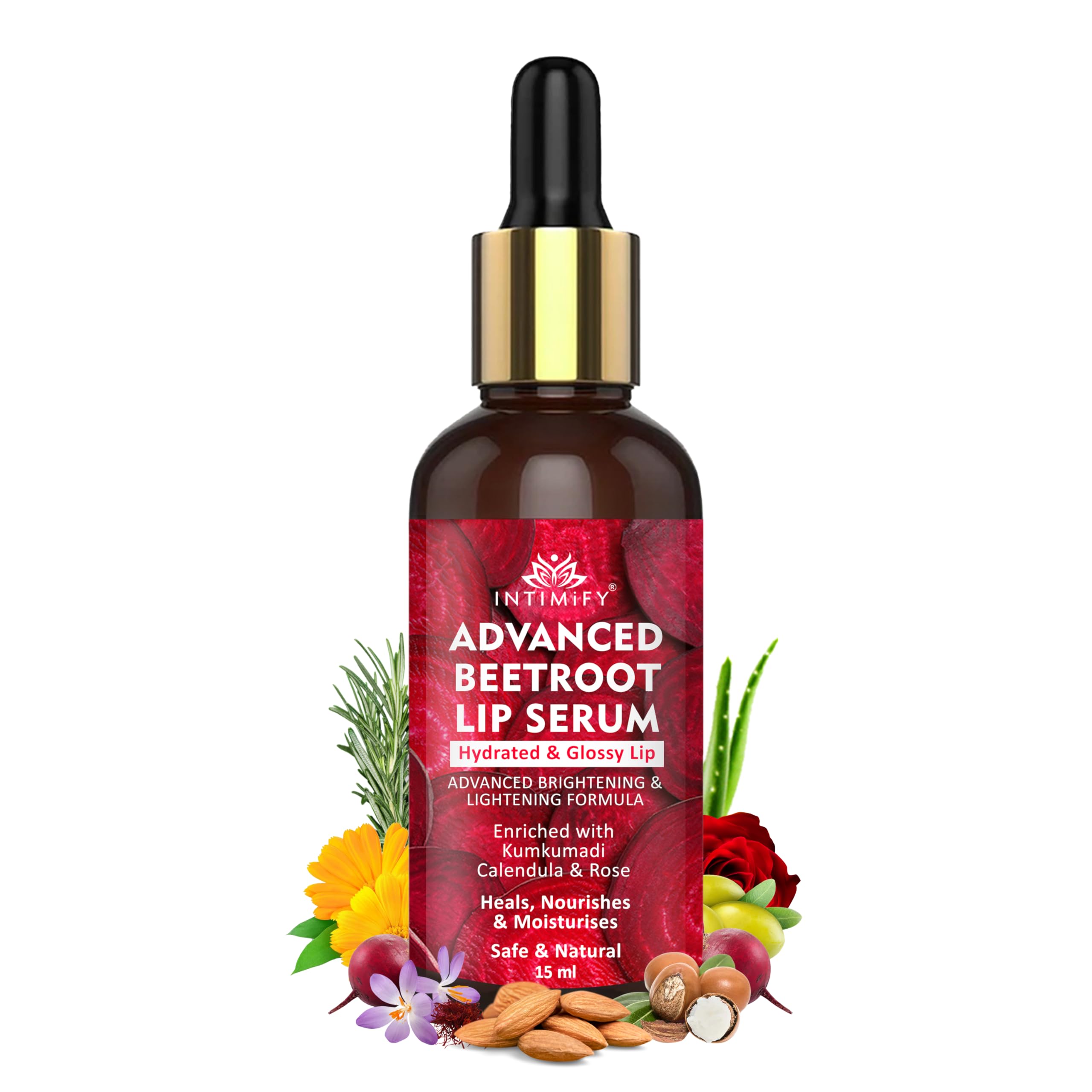 Intimify Beetroot Lip Serum | For Dark & Pigmented Lips | For Women & Men 15 Ml