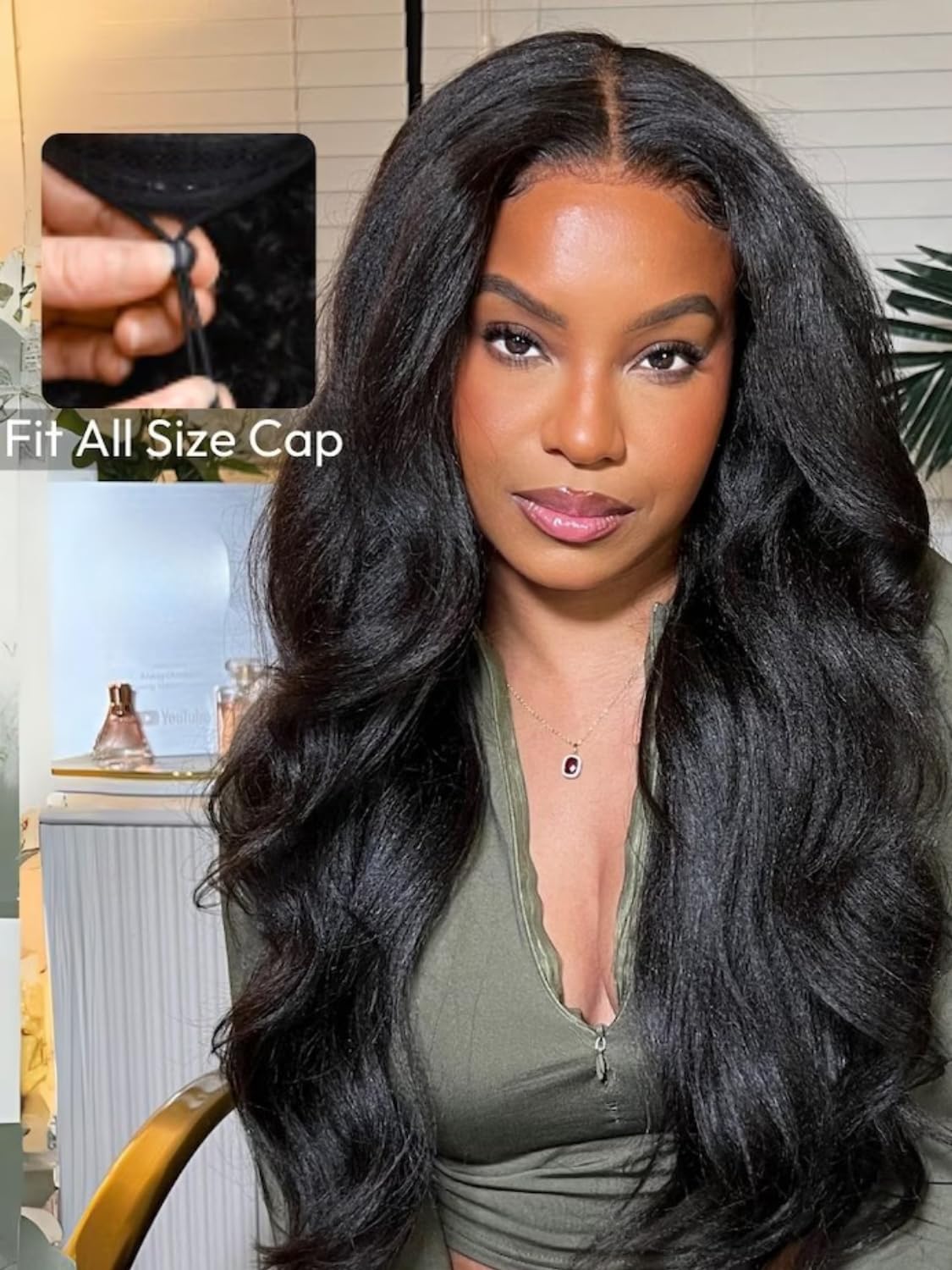Unice Easicontour V Part Wigs Human Hair Yaki Straight Glueless Wigs Human Hair Clip In Vpart Wig No Sew In No Glue Upgrade U Pa