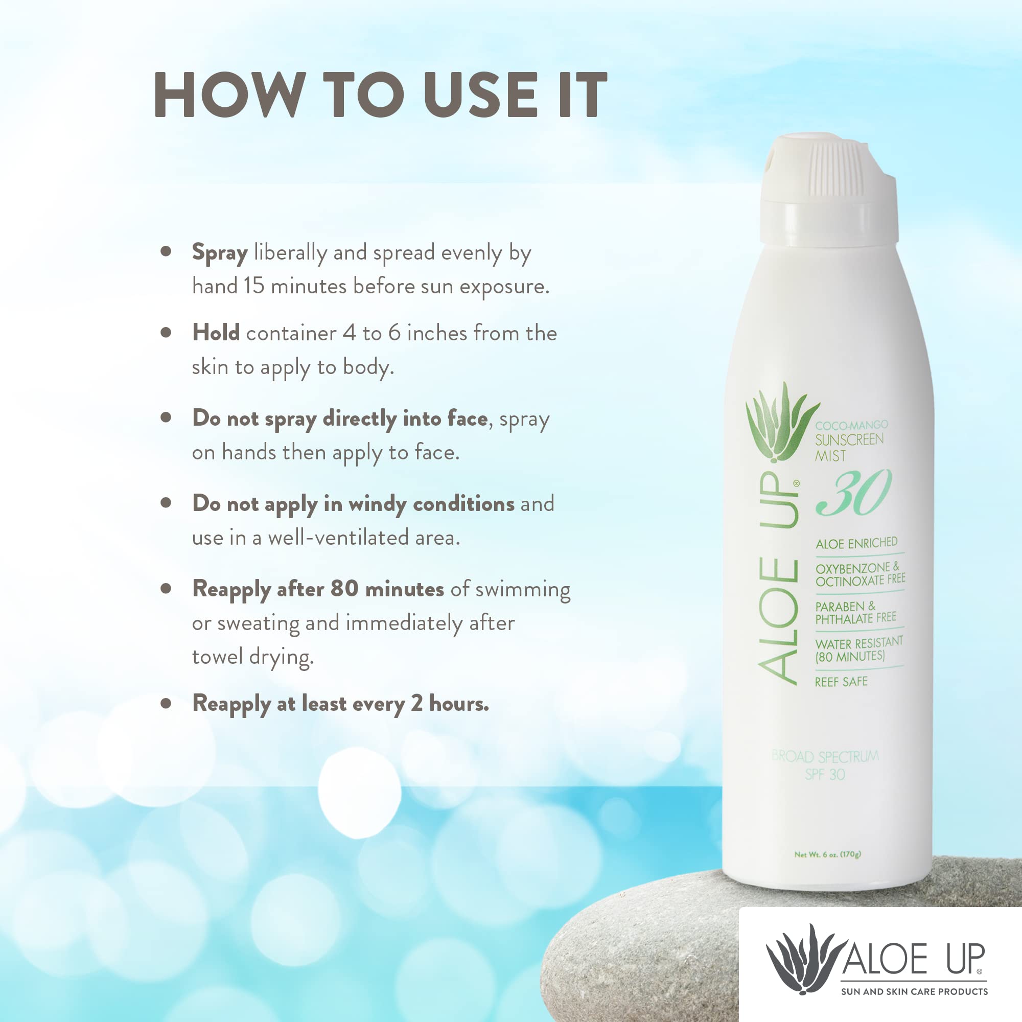 Aloe Up White Collection Continuous Sunscreen Spray Spf 30 - Broad Spectrum Uva/Uvb Sunscreen Protector For Face And Body - With