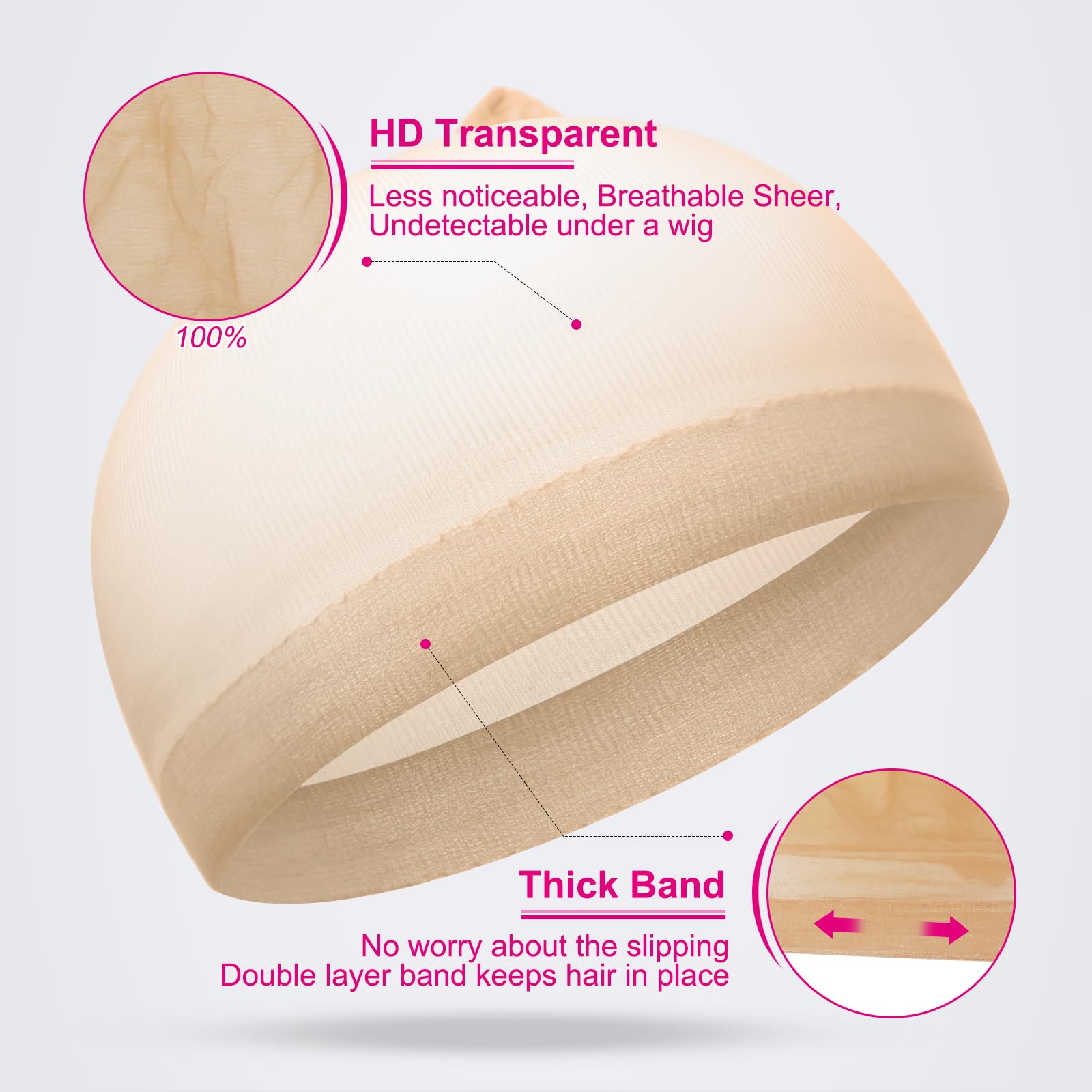 Smilco Hd Wig Cap, 20 Pcs Light Brown Ultra Thin Wig Caps, Nylon Stretchy Stocking Cap For Lace Front Wig, Transparent Invisible