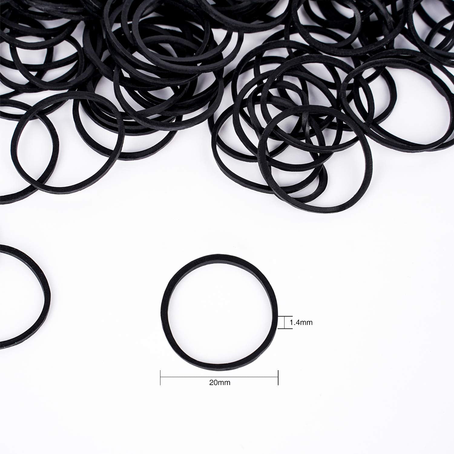 3/4 Inches Black Hair Rubber Bands for Hair Ties Small Elastics Bands Large Hair Braiding Ponytail Holders for Baby Toddler Girl