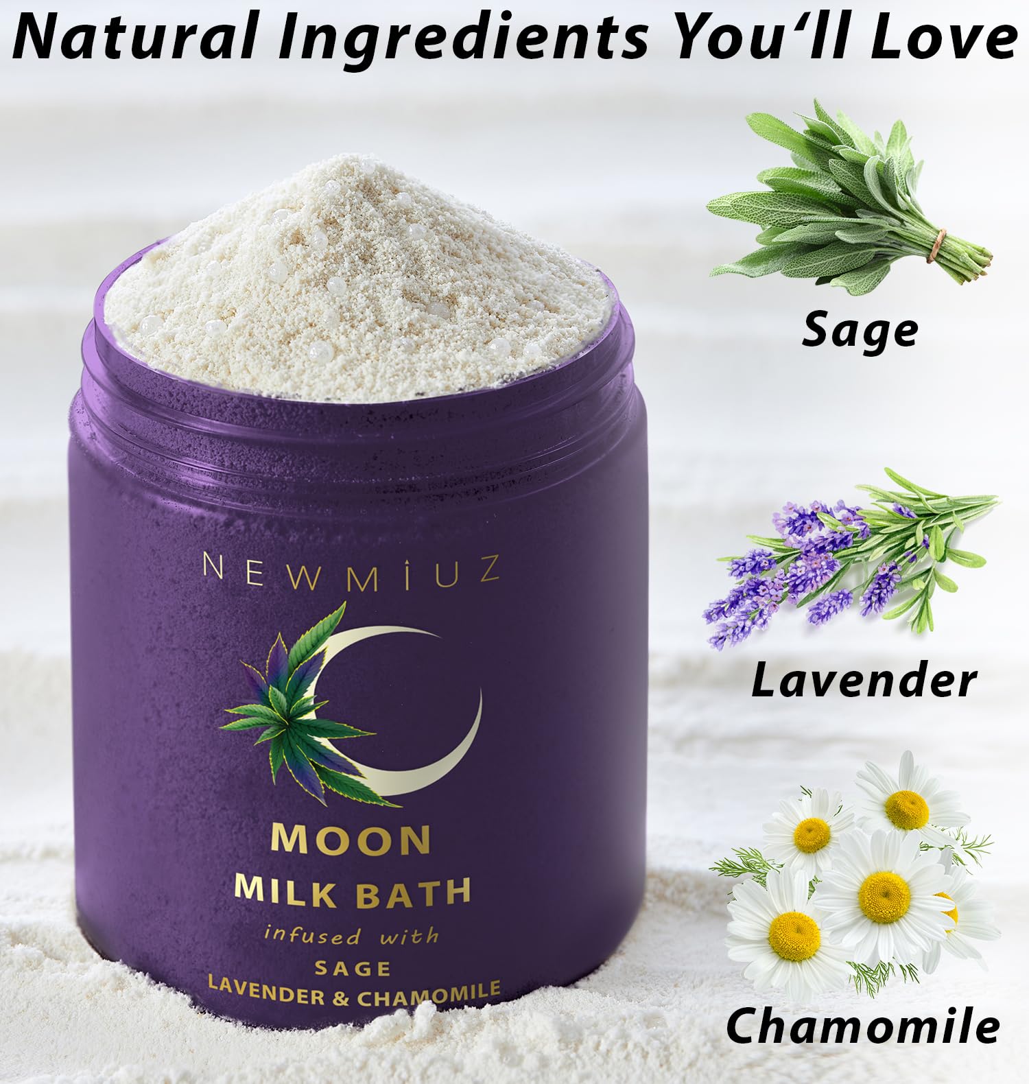 Cleansing Sage Moon Milk Bath Soak - Lavender Chamomile - Moisturize & Soften Skin Spiritual Stress Relief Gifts For Women Destr
