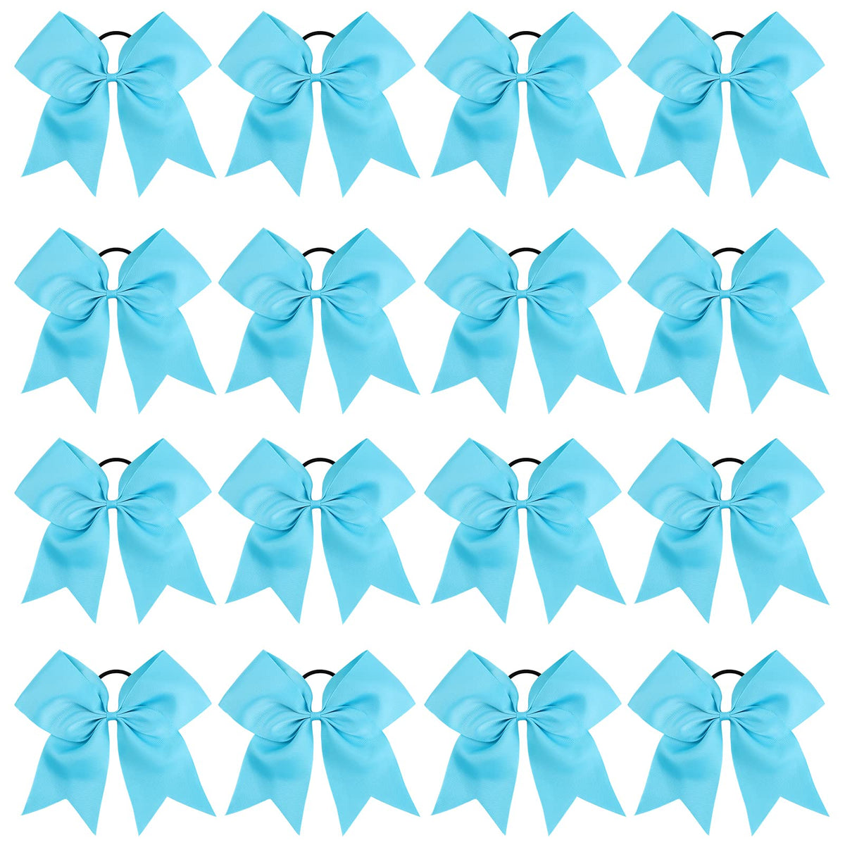 16Pcs 8 Large Cheer Hair Bows Ponytail Holder Elastic Band Handmade For Cheerleading Teen Girls College Sports (Sky Blue, 1 Coun