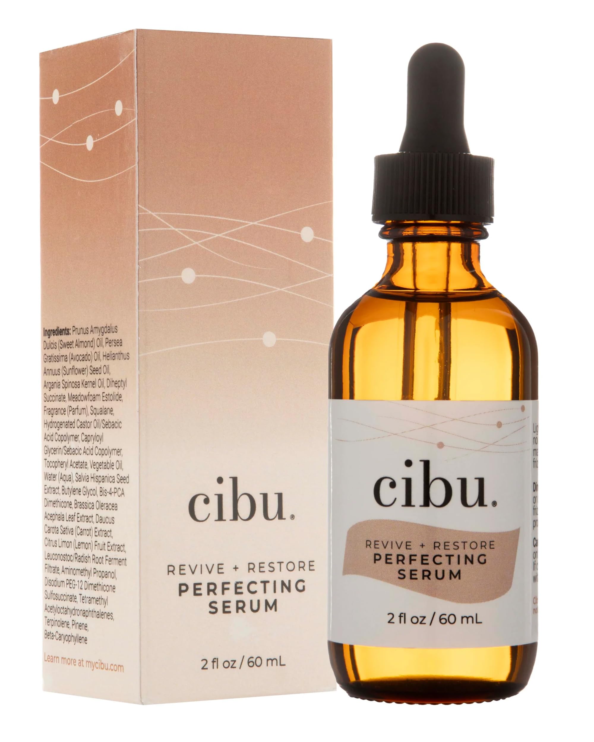 CIBU Revive + Restore Perfecting Serum, 2 oz  Lightweight Hair Serum for Frizz and Split Ends  With Argan Oil & Squalane  For