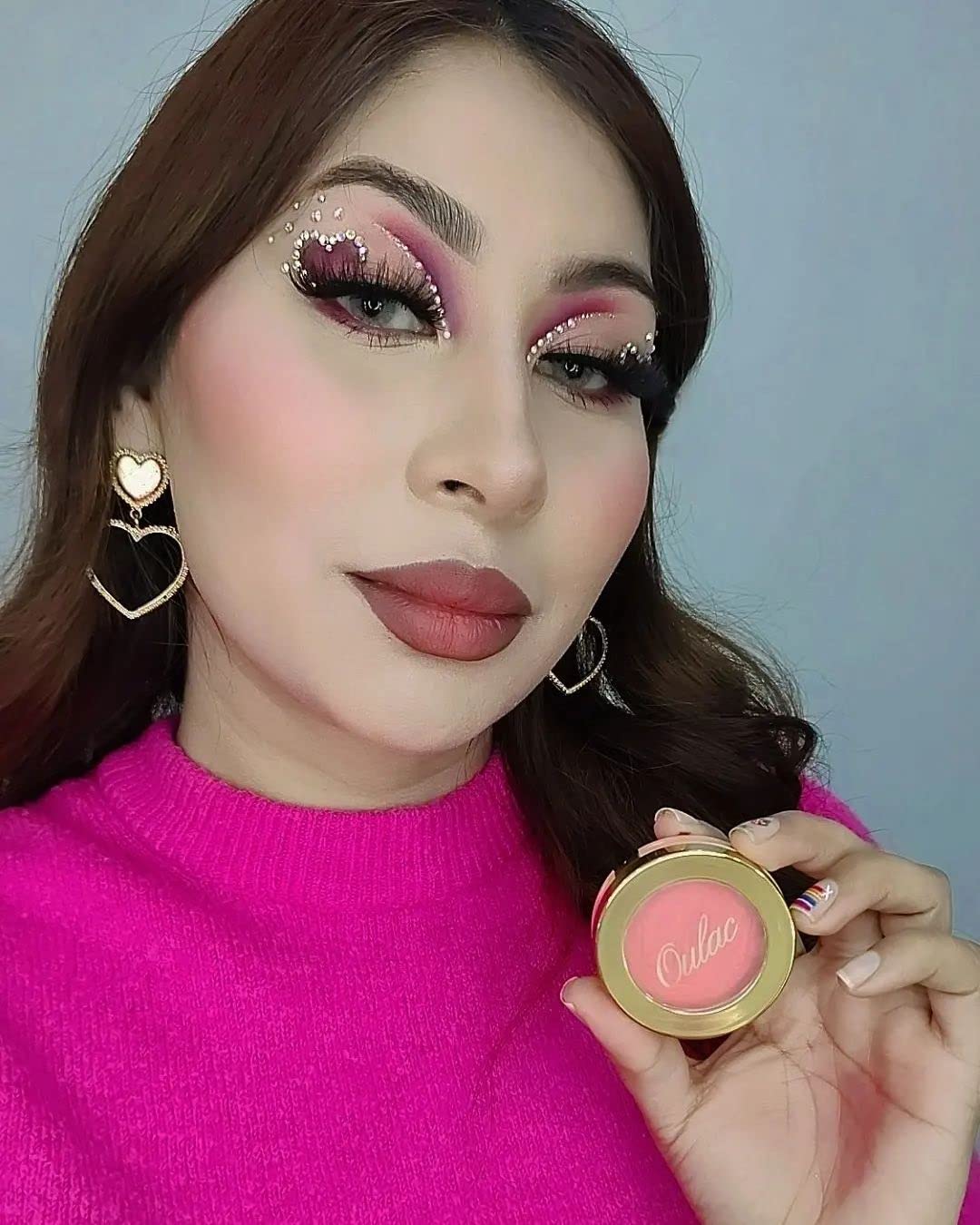 Oulac Blush Face Coral Matte | Pigmented Powdery Cream Blusher Warm Skin Light Medium| Natural Matte | Light Weight&Blendable| C