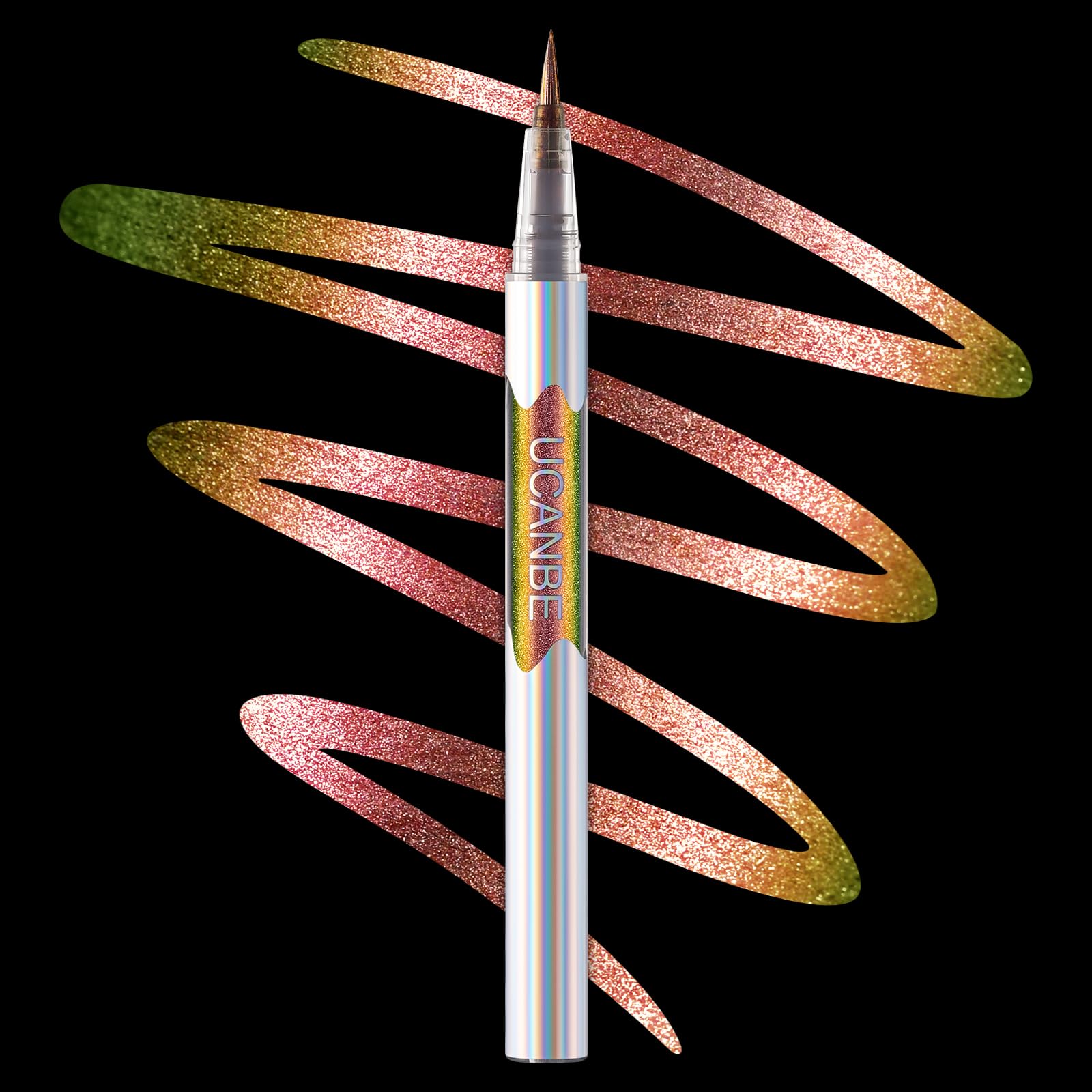 Ucanbe Chameleon Liquid Eyeliner - Gold Pink Purple, Multi-Chrome Metallic Shift Eyeliner, Waterproof Glitter Eyeliner With Soft