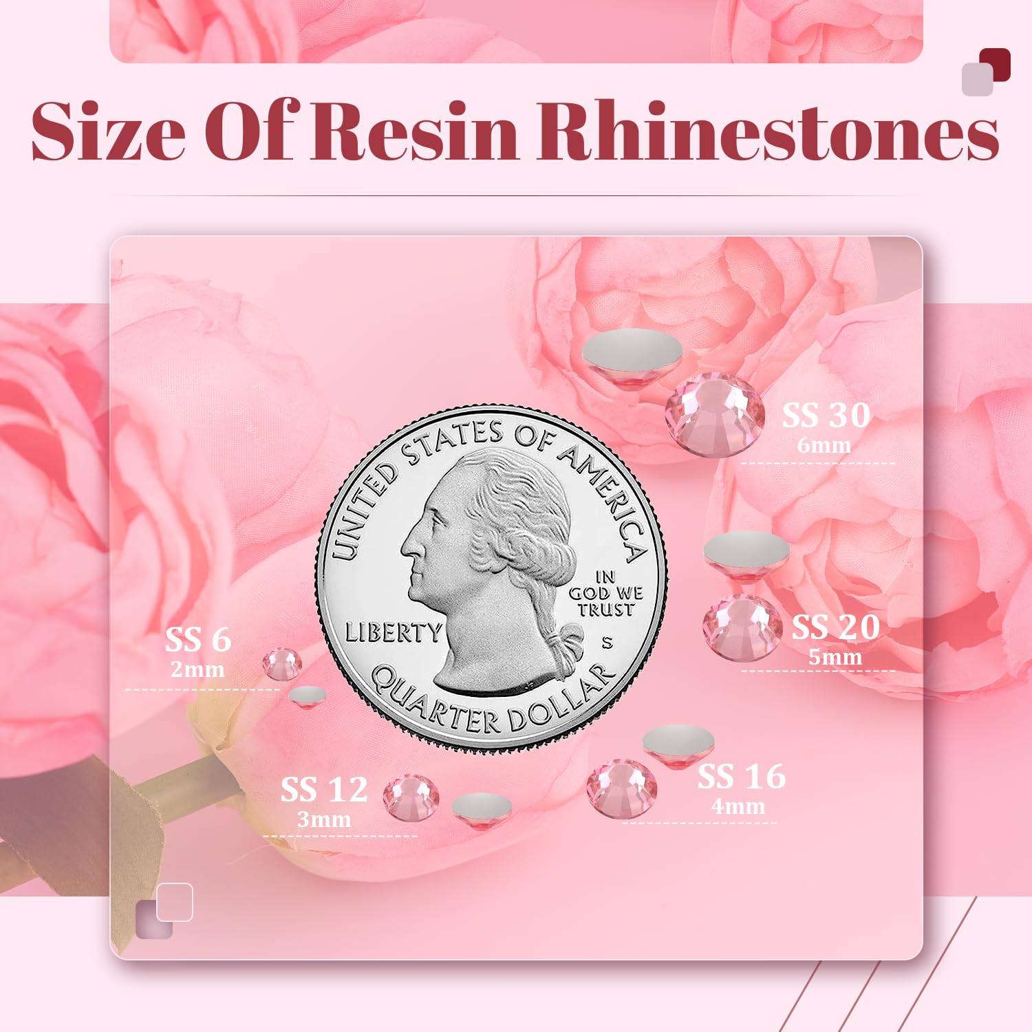 1500Pcs 6Mm Resin Rhinestones Bulk For Crafting (Dark Pink), Flatback Bedazzling Crystals For Crafts Diy Nail Decoration, Gems C